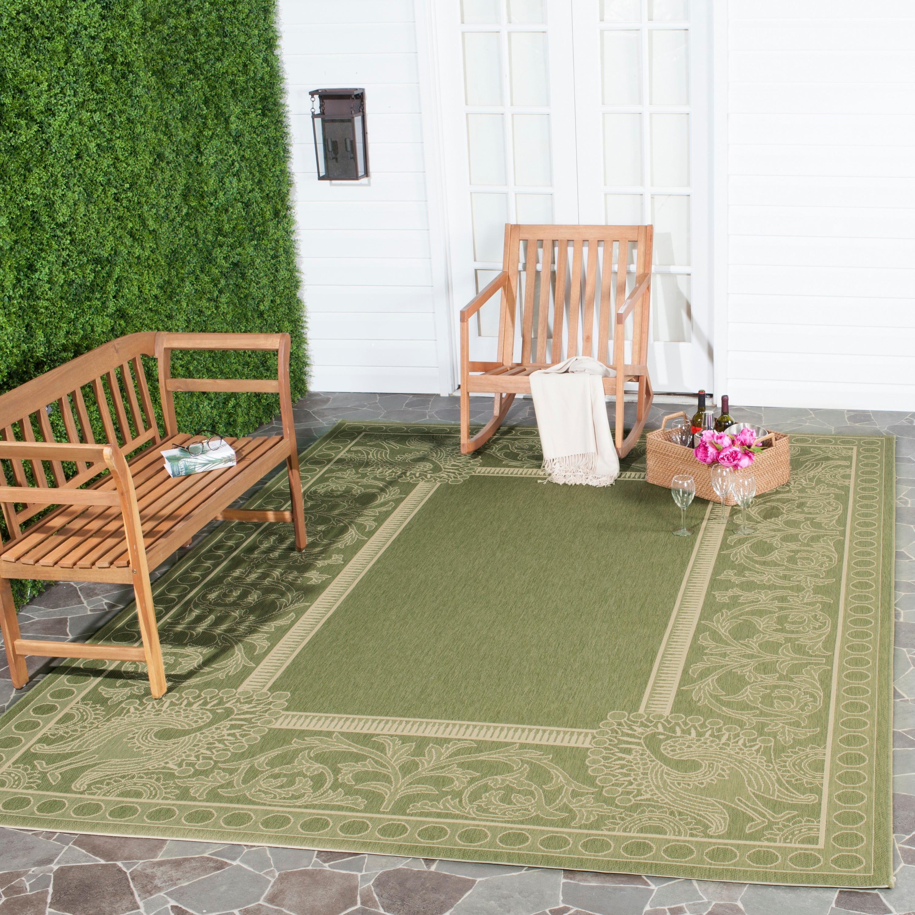 Courtyard CY2965 Power Loomed Indoor/Outdoor Area Rug - Olive/Natural - 5'3"x7'7" - Safavieh.