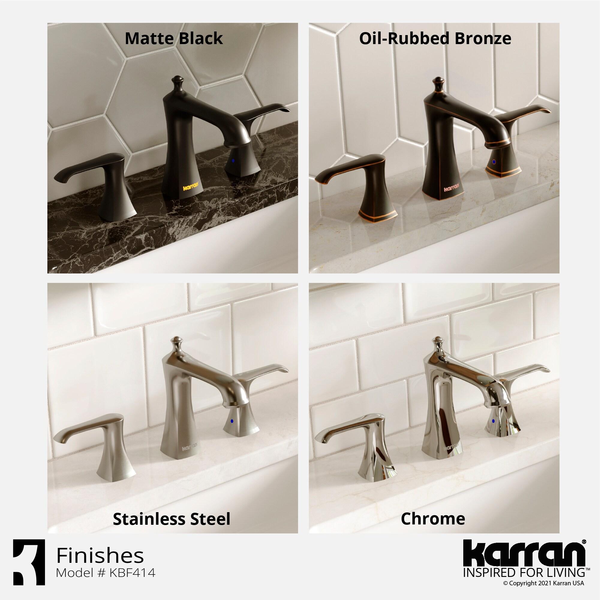 Karran Woodburn 8 In. Widespread 2-Handle Bathroom Faucet With Matching Pop-up Drain