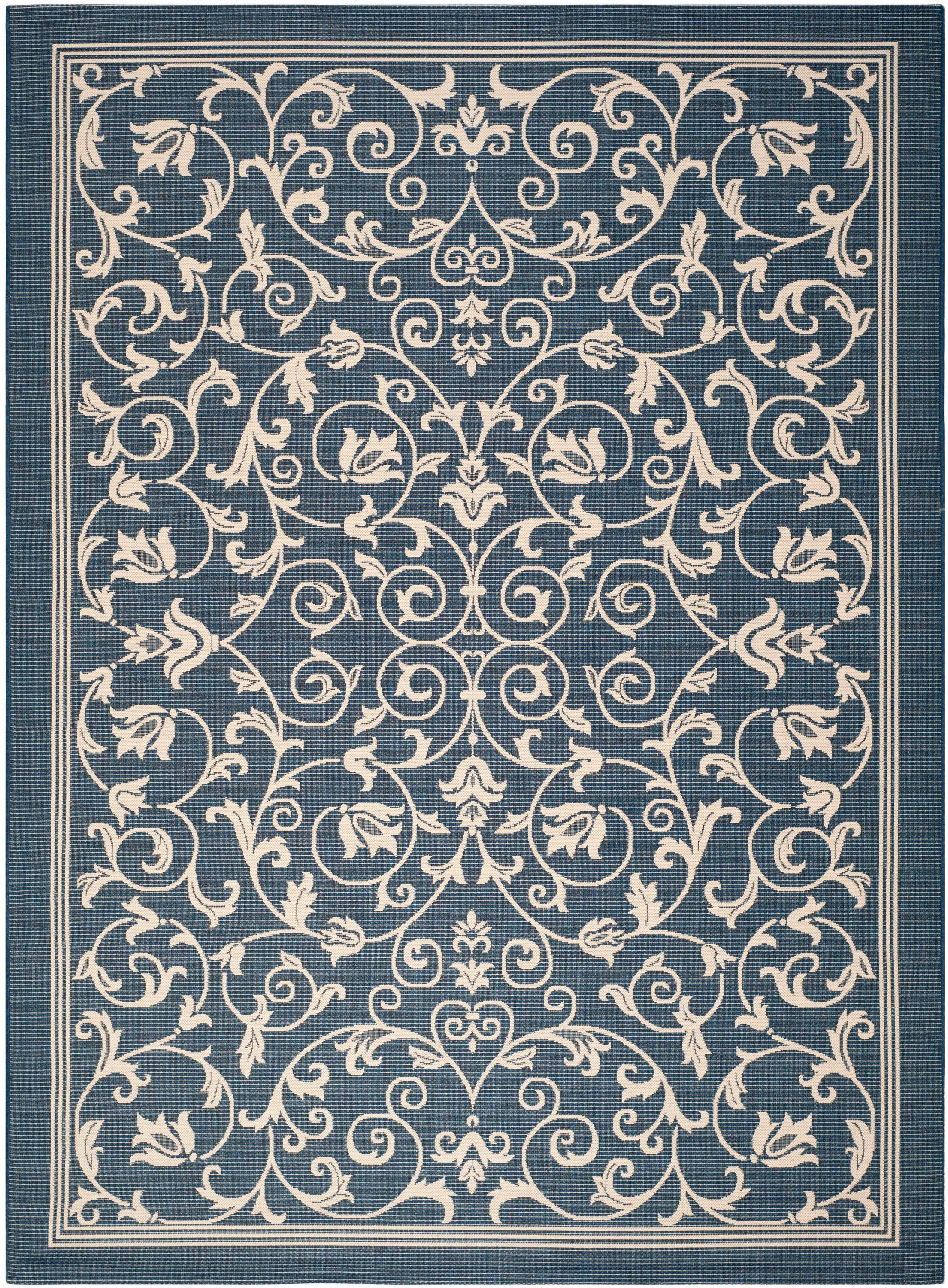 Courtyard CY2098 Power Loomed Indoor and Outdoor Area Rug - Navy/Beige - 5'3"x7'7" - Safavieh