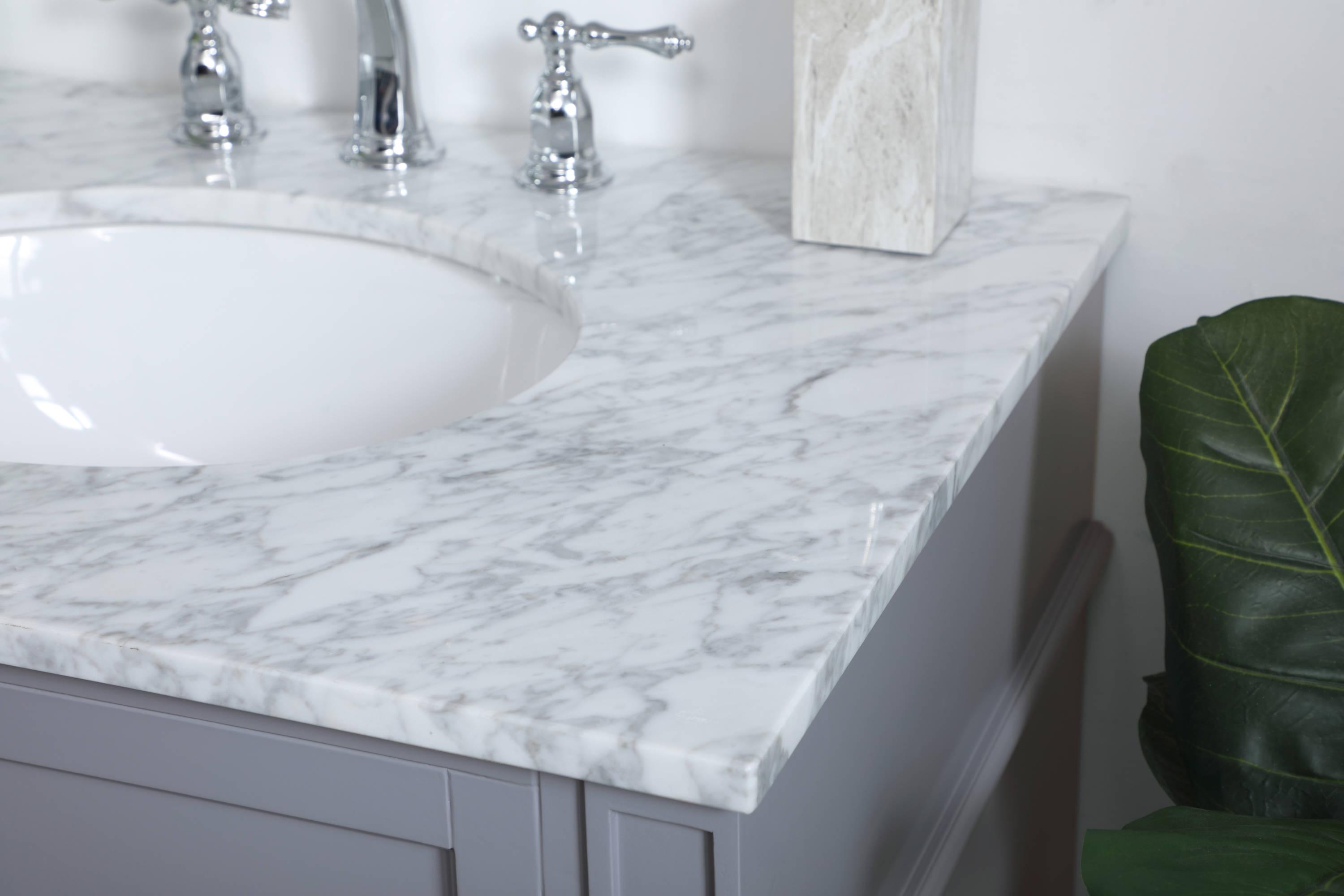 Elegant Decor Williams 30" Single Marble Top Bathroom Vanity in Gray