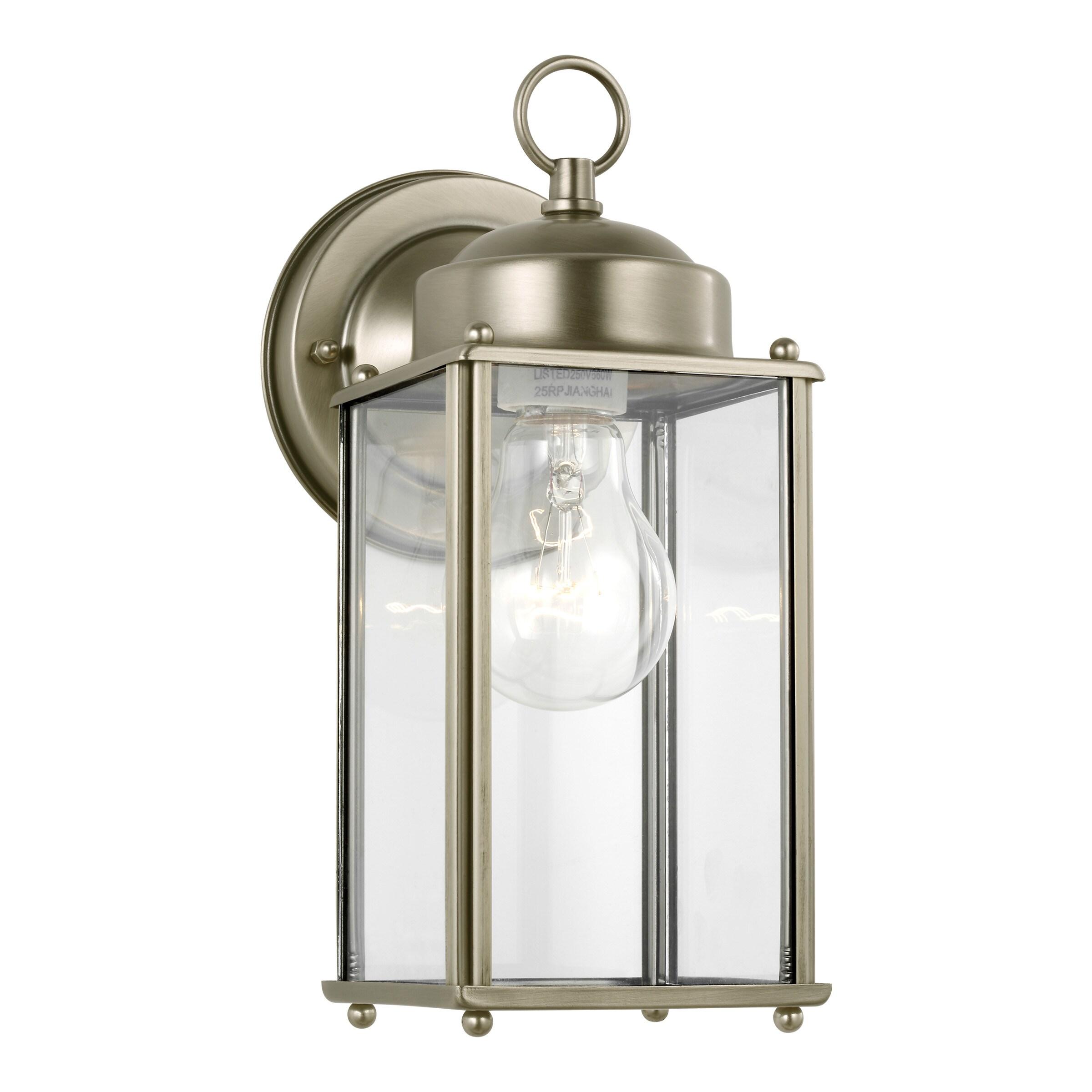 Antique Brushed Nickel Outdoor Wall Sconce with Clear Glass Shade