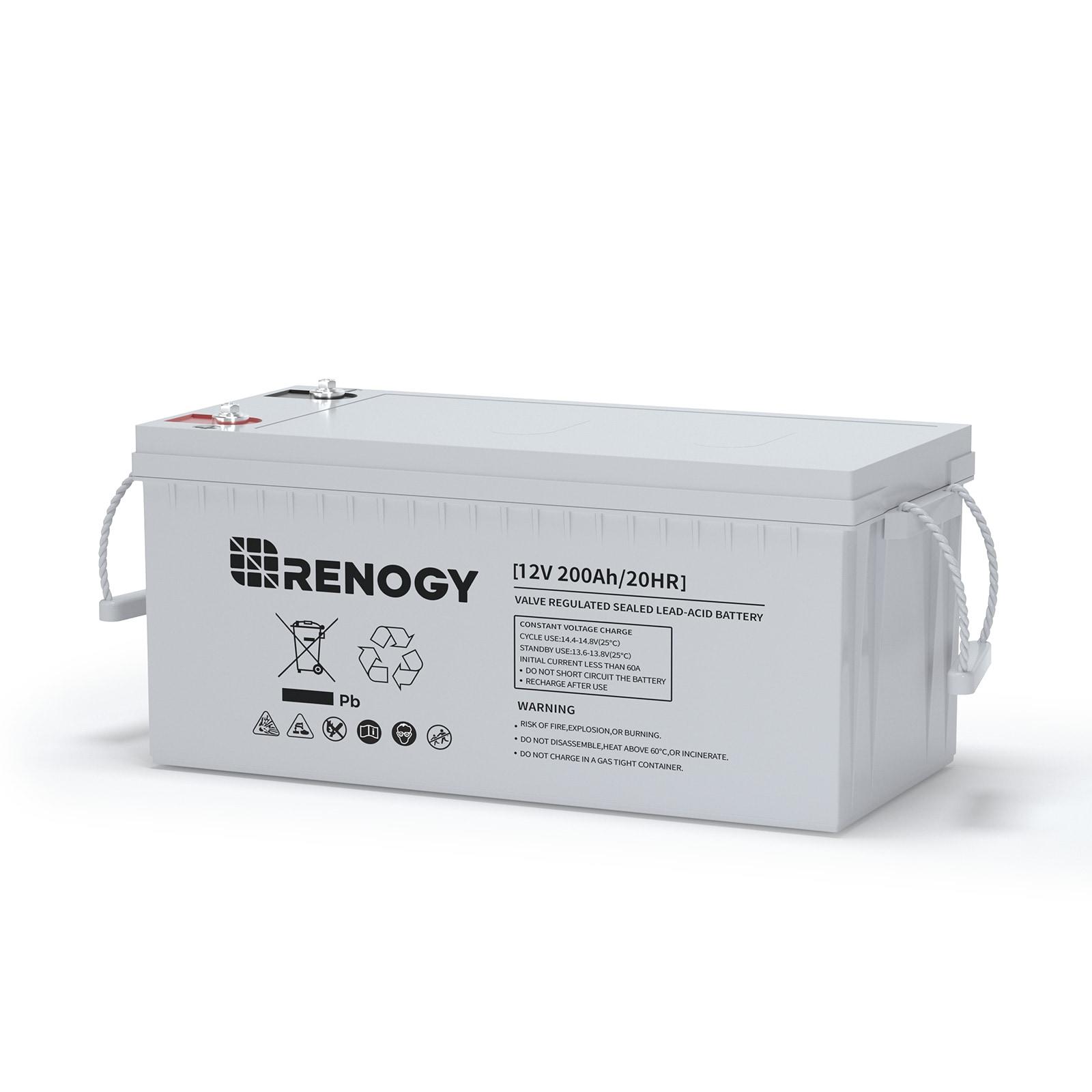 Renogy Deep Cycle AGM Battery 12 Volt 200Ah, 2000A Max Discharge Current, Safe Charge Most Home Appliances for RV, Camping, Cabin, Marine and Off-Grid System, Maintenance-Free