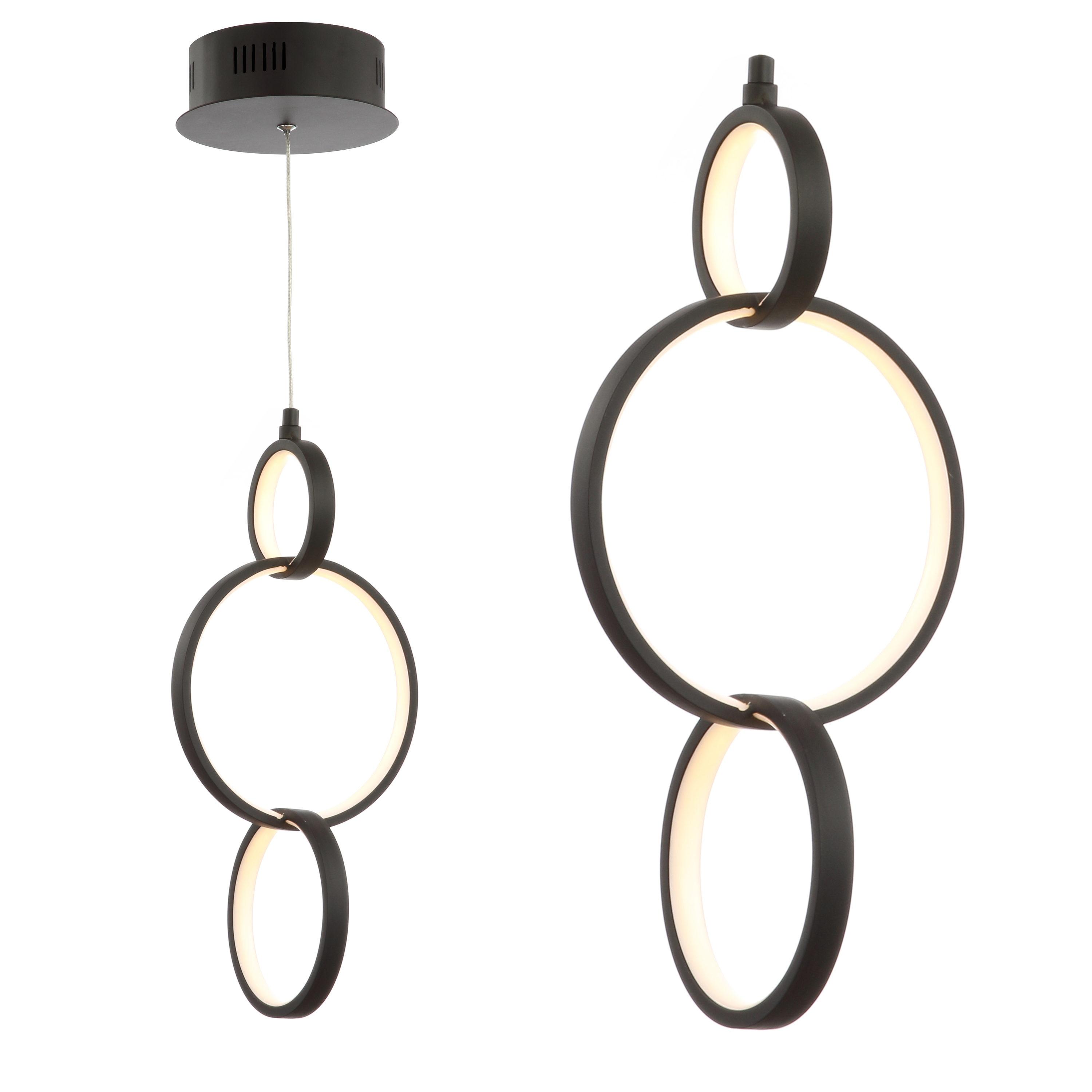 Loop 7.75" Adjustable Integrated LED Metal Ring Pendant, Black