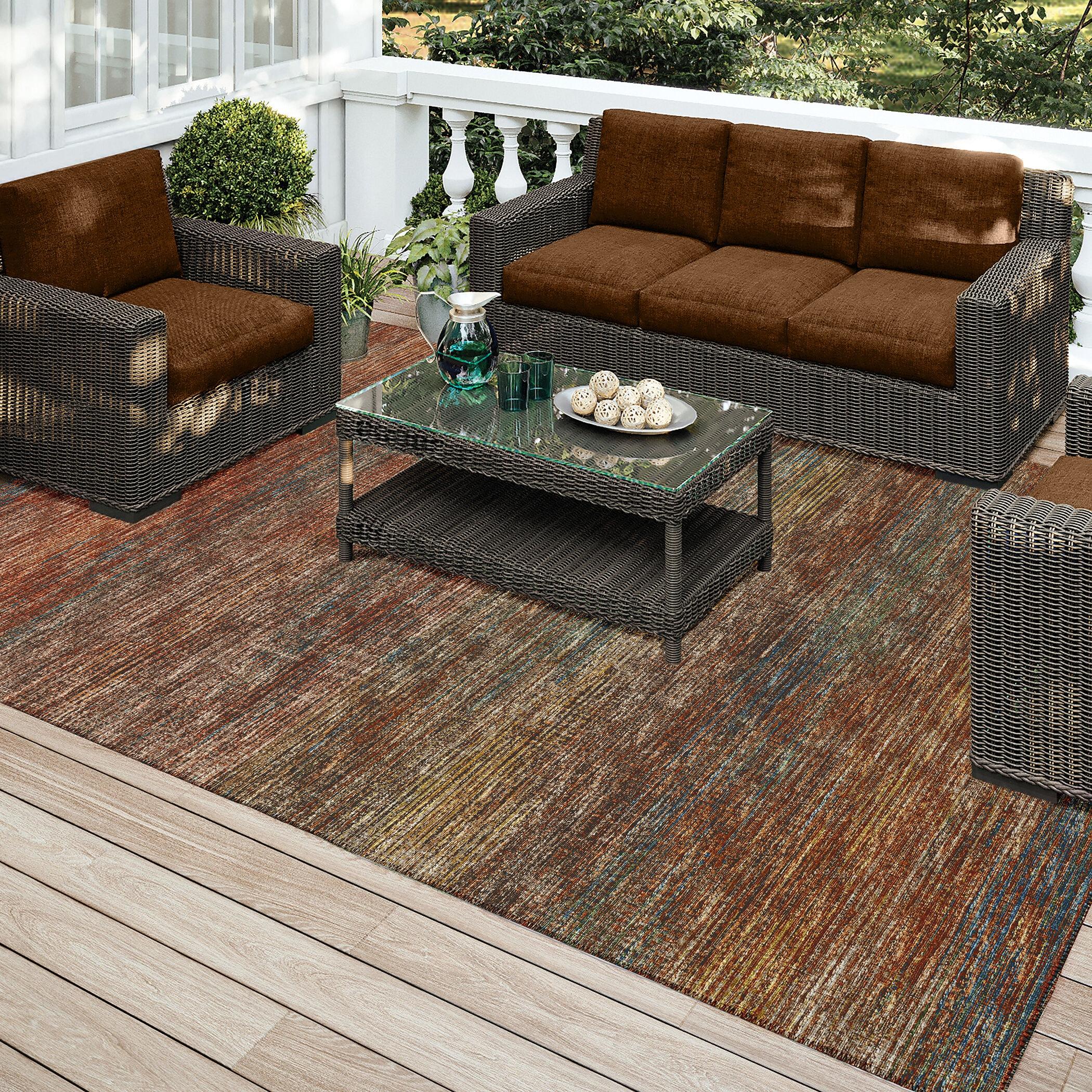Marston Red 8 ft. x 10 ft. Geometric Indoor/Outdoor Area Rug