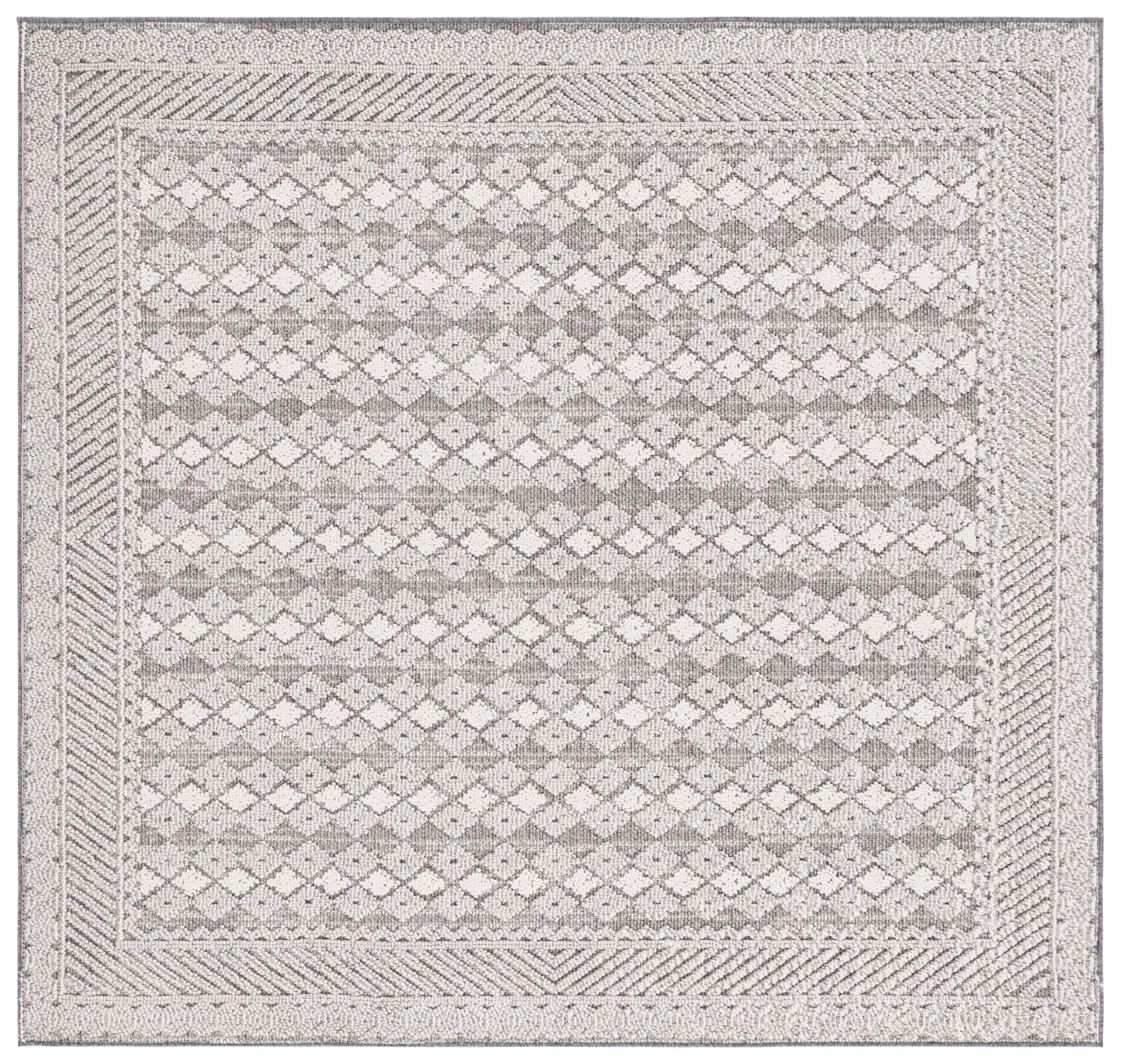 Global GLB864 Power Loomed Indoor/Outdoor Area Rug - Light Grey/Dark Grey - 6'7"x6'7" - Safavieh.