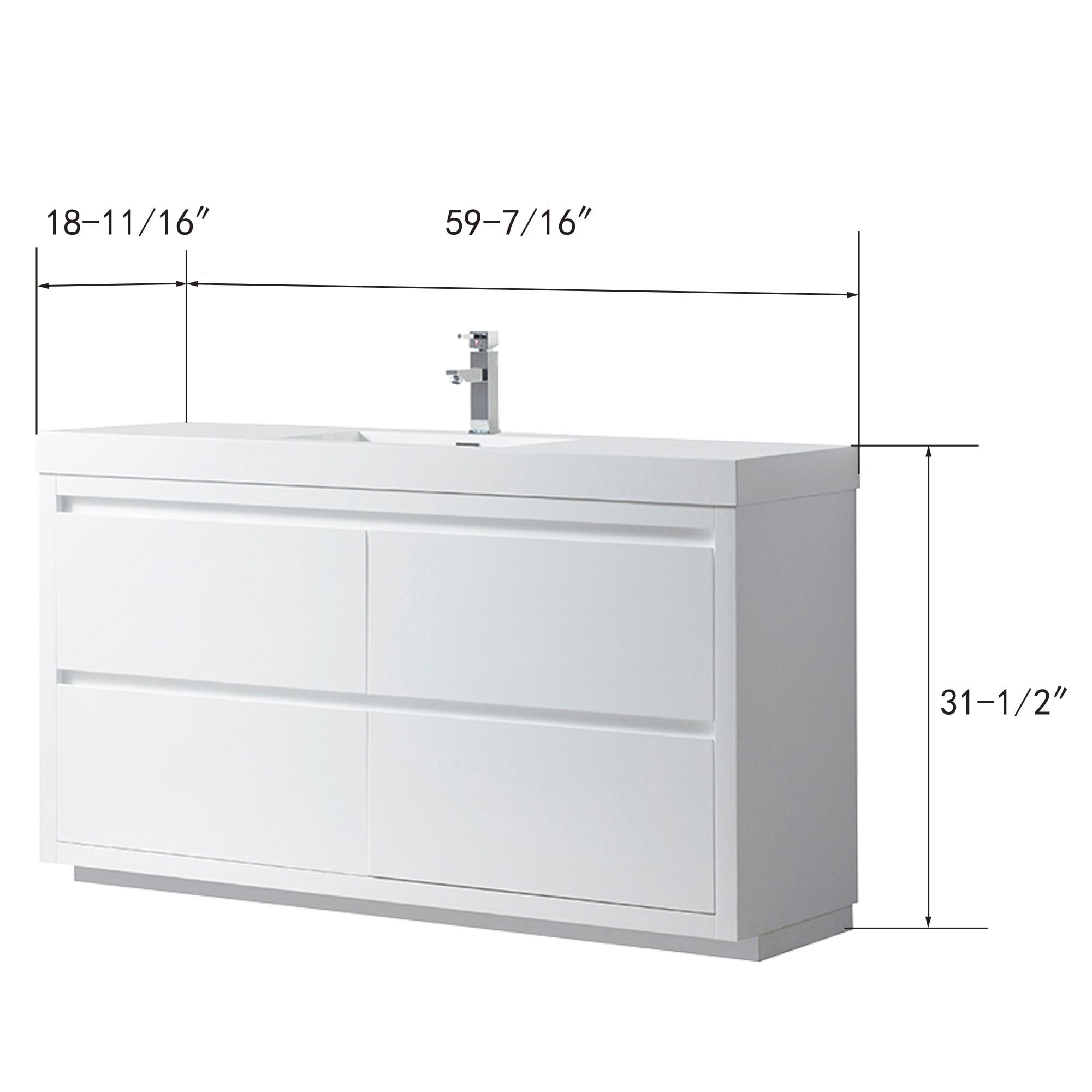 Vanity Art  60 in. Single Sink Bathroom Vanity with Resin Top