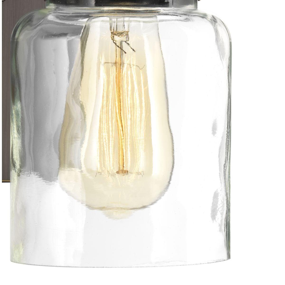 Progress Lighting Calhoun 3-Light Bath Vanity, Steel, Antique Bronze, Clear Glass Shade