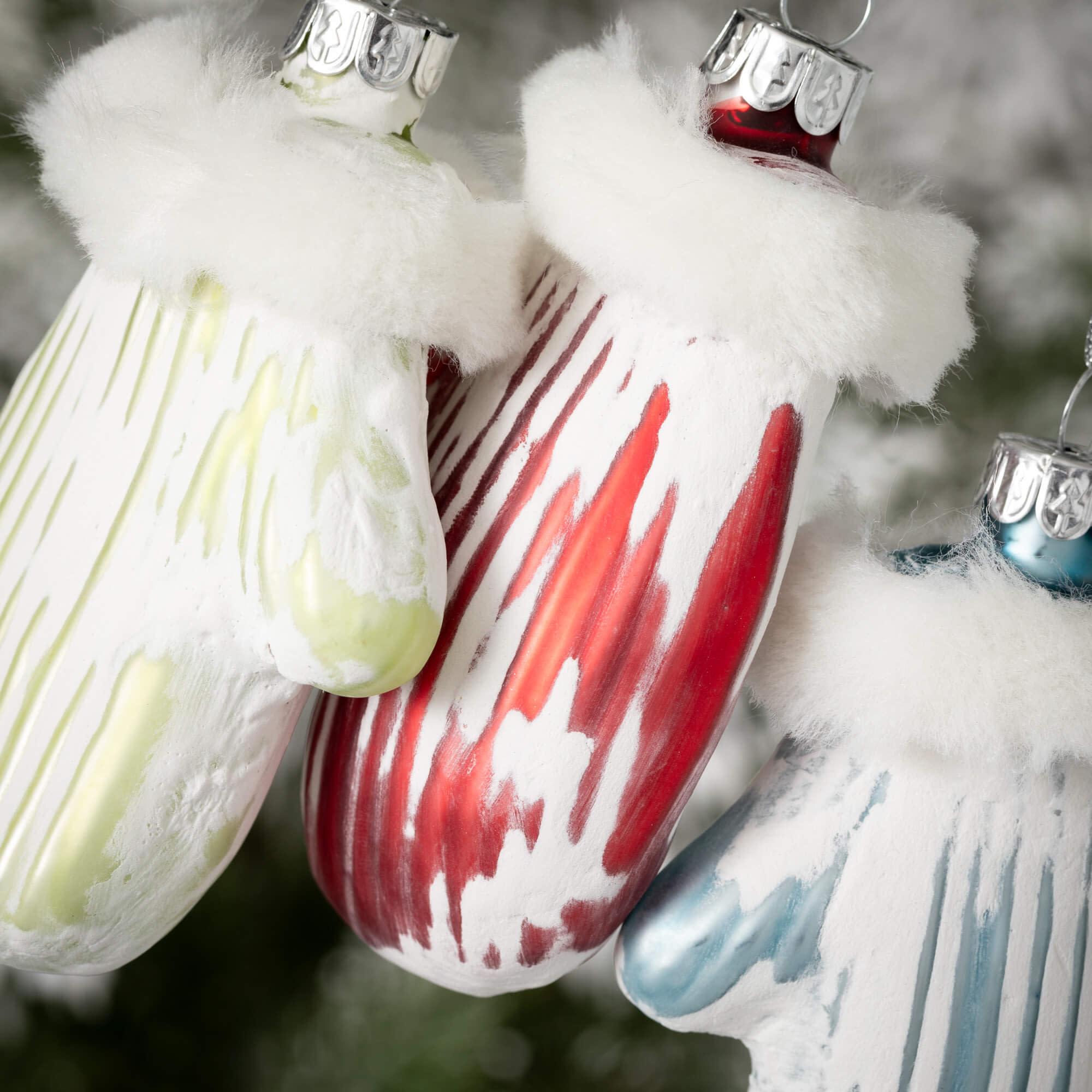 4" Christmas Mitten Ornament Set of 3, Multicolor (Set of 3)