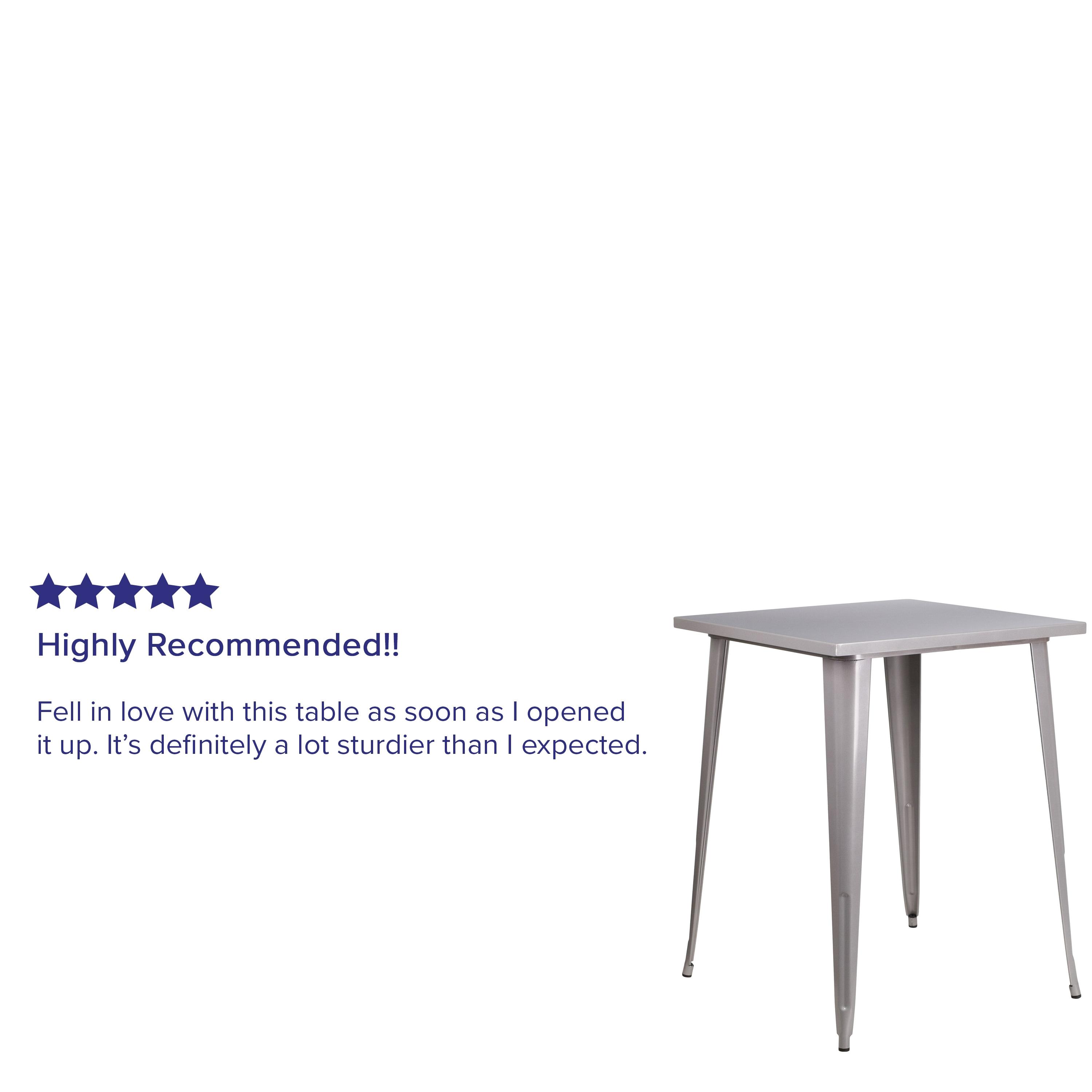 Flash Furniture Commercial Grade 31.5" Square Silver Metal Indoor-Outdoor Bar Height Table