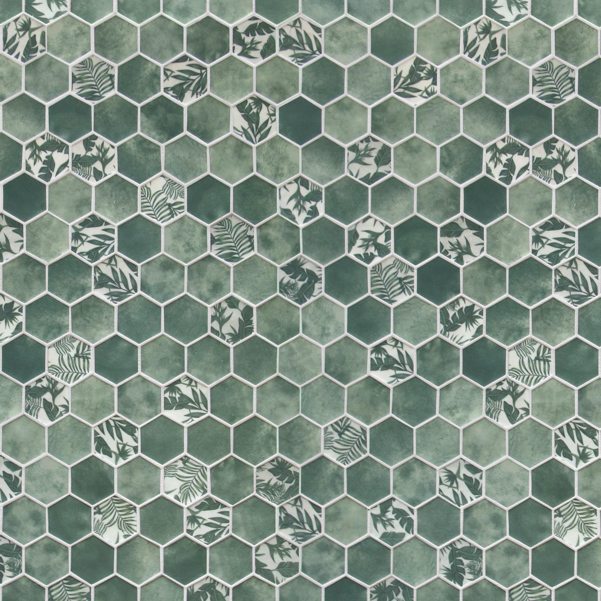 Sunwings 11.7" x 10.2" Recycled Glass Honeycomb Wall & Floor Tile