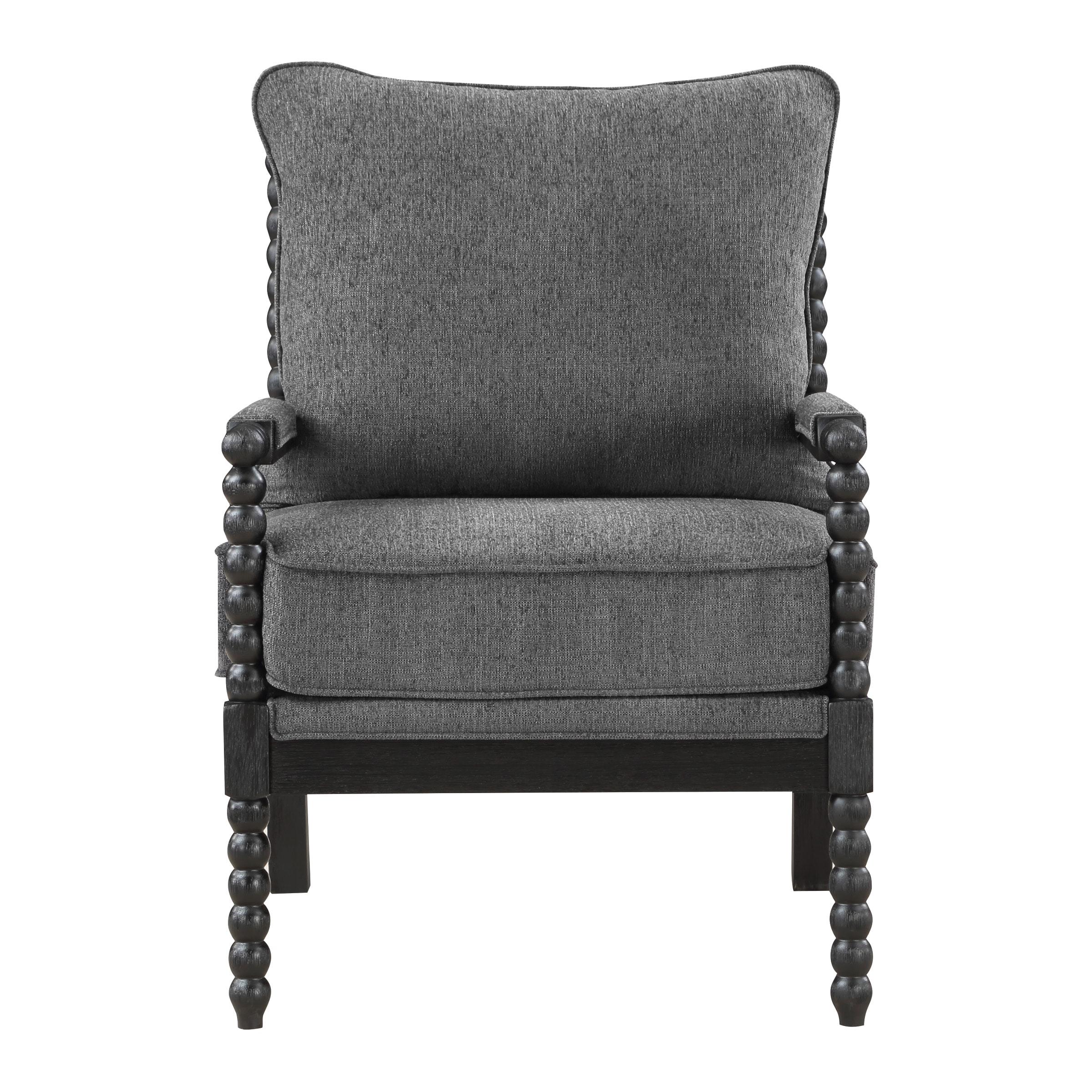 OSP Home Furnishings Eliza Spindle Chair in Charcoal Fabric