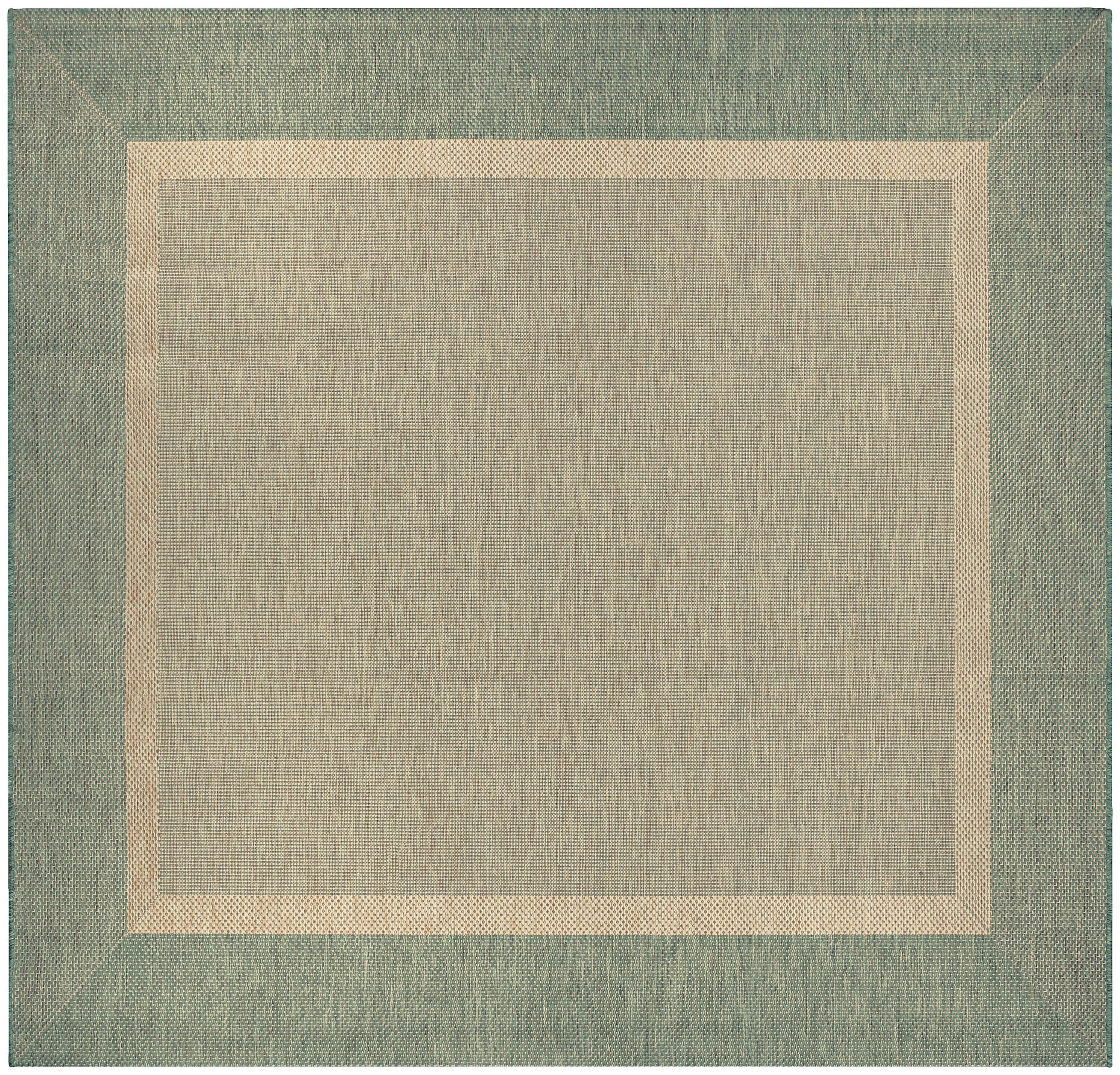 Couristan Recife Stria Texture Indoor/Outdoor Rug, 7'6", Square, Natural- Green Color, Hose Washable, 5526/1812