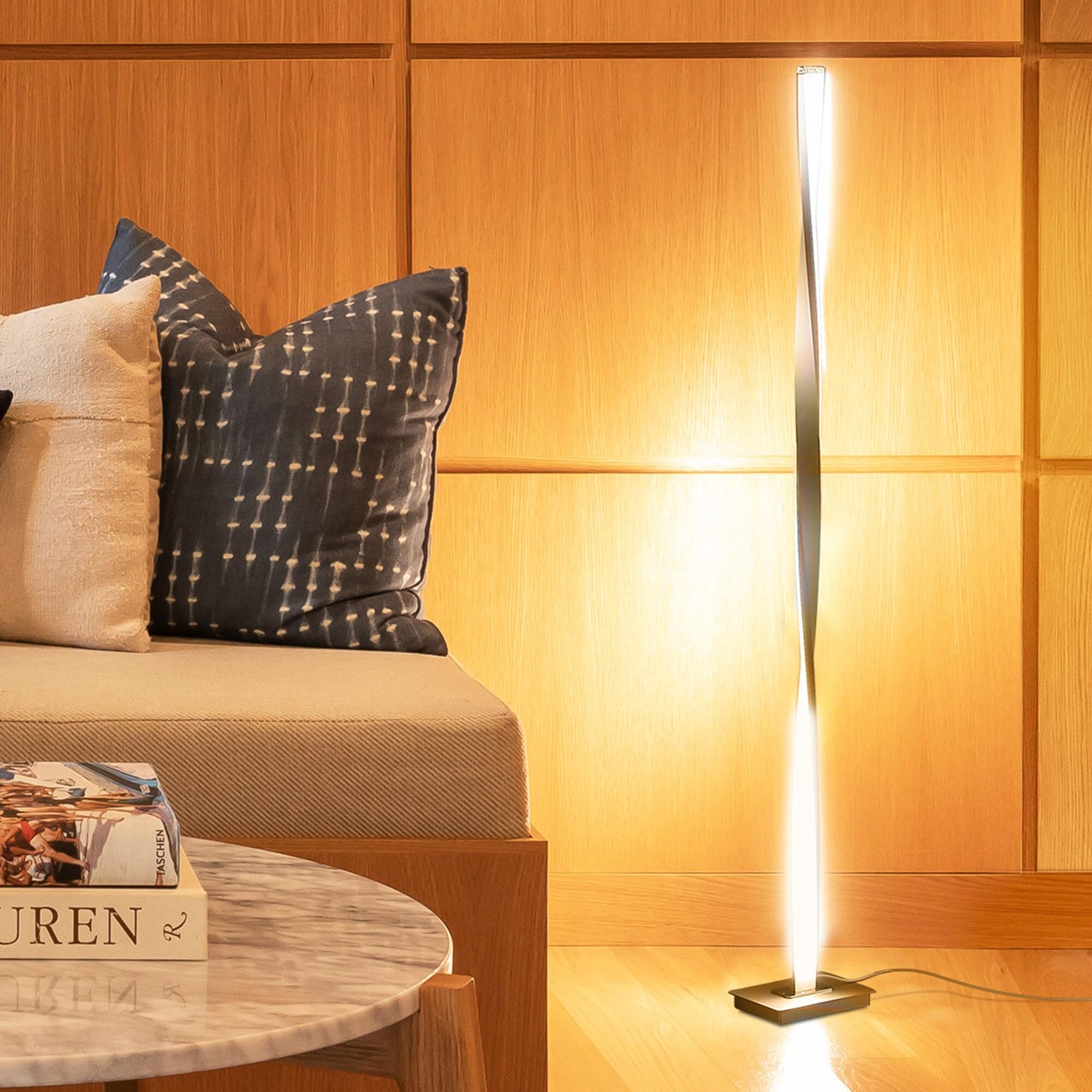 Helix 48" Platinum Silver LED Modern Floor Lamp with 3-Way Dimming