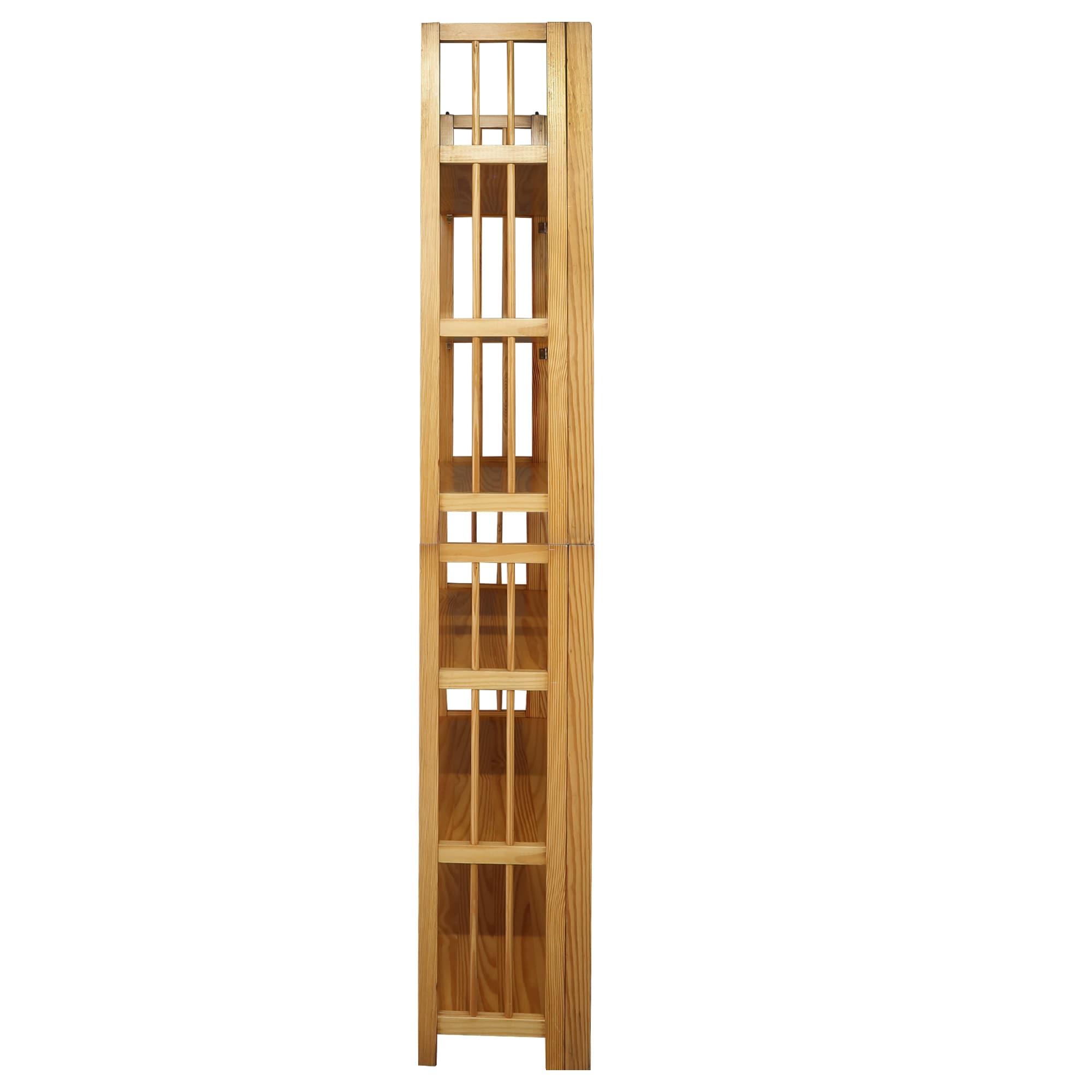 3-Shelf Folding Stackable Bookcase 27.5" Wide-Natu
