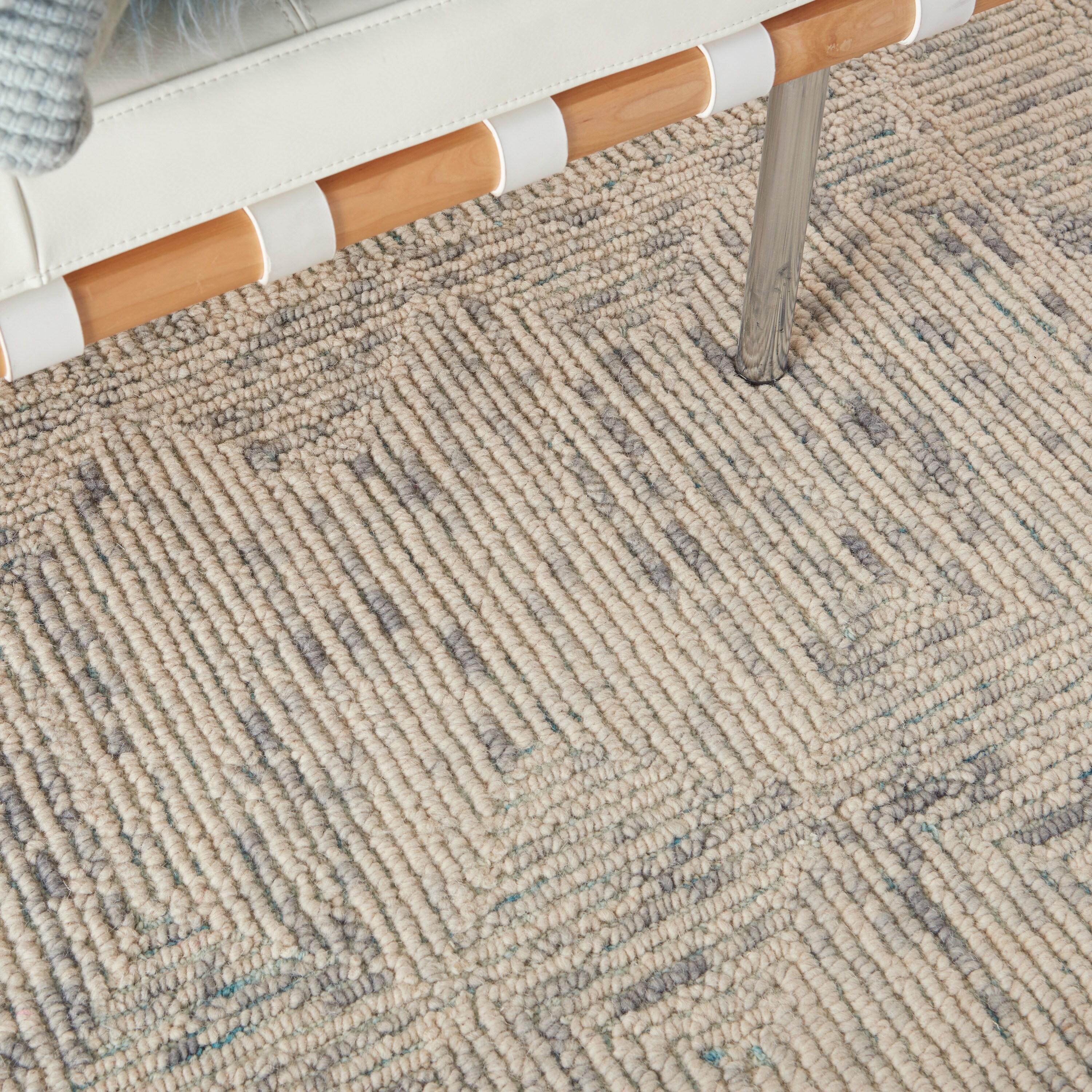 Nourison Vail Contemporary Indoor Area Rug Ivory Grey Teal 5'3" x 7'3"