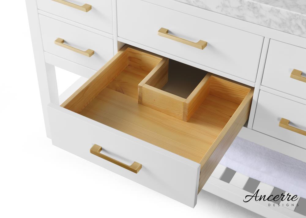 Ancerre Designs Elizabeth 48" Bathroom Vanity Set with Gold Hardware in White