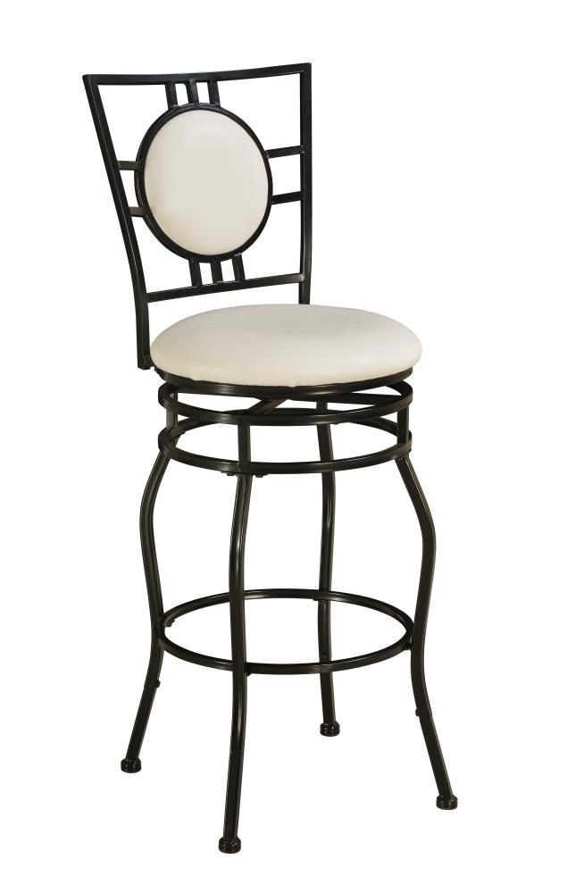 Linon Townsend Steel 24"-30" Adjustable Leg Armless Upholstered Stool in Black