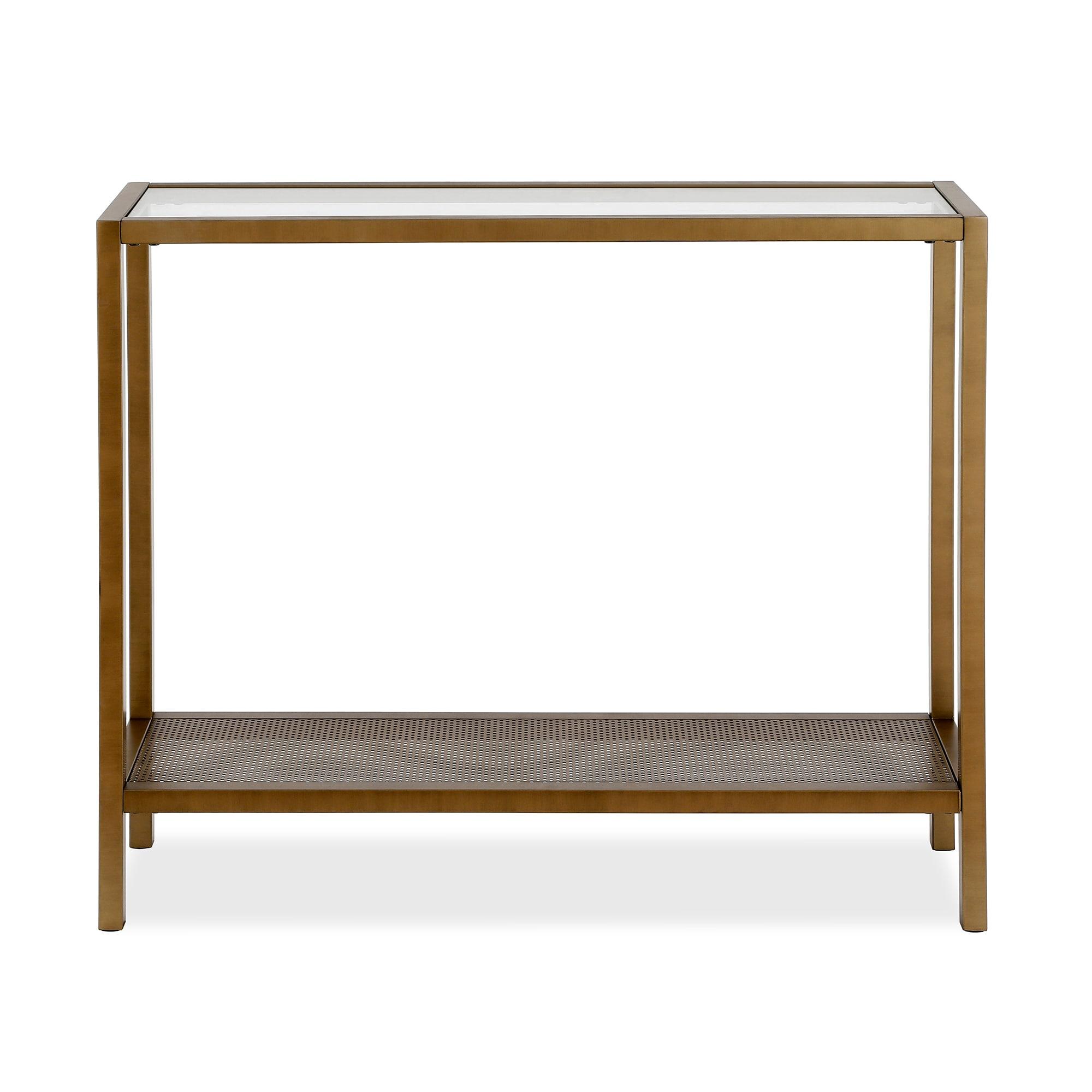 Evelyn&Zoe Rigan 36" Wide Rectangular Console Table, Brass