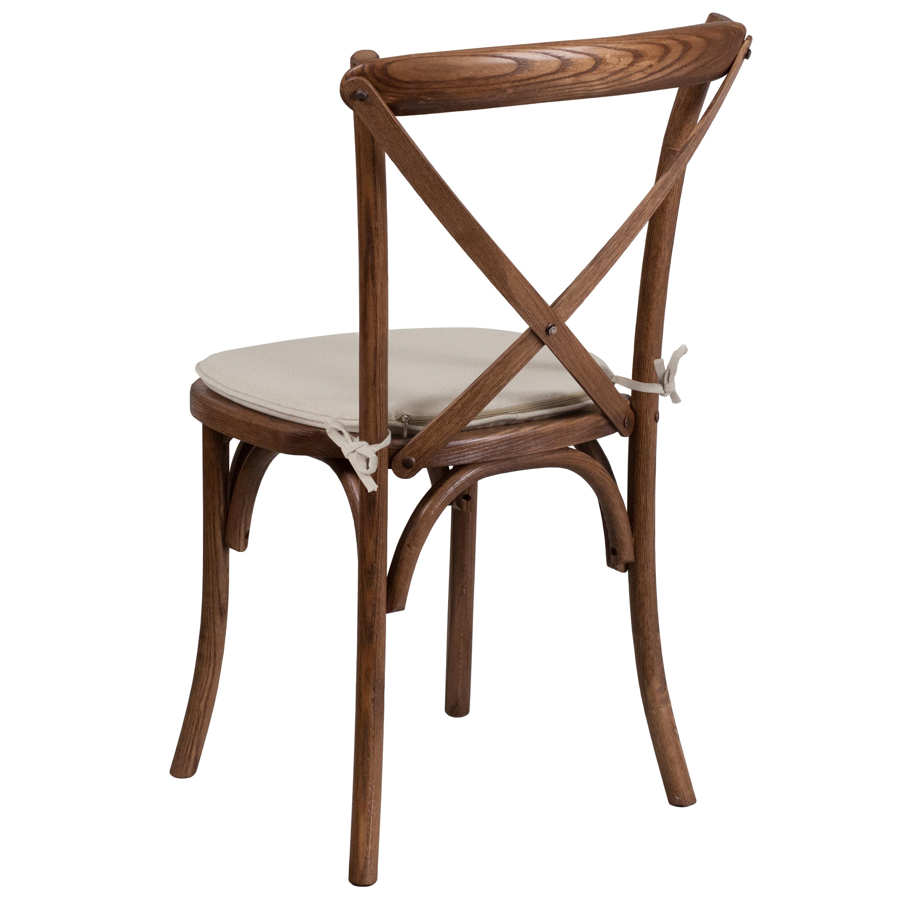 Flash Furniture 2 Pk. HERCULES Series Pecan Cross Back Chair with Cushion