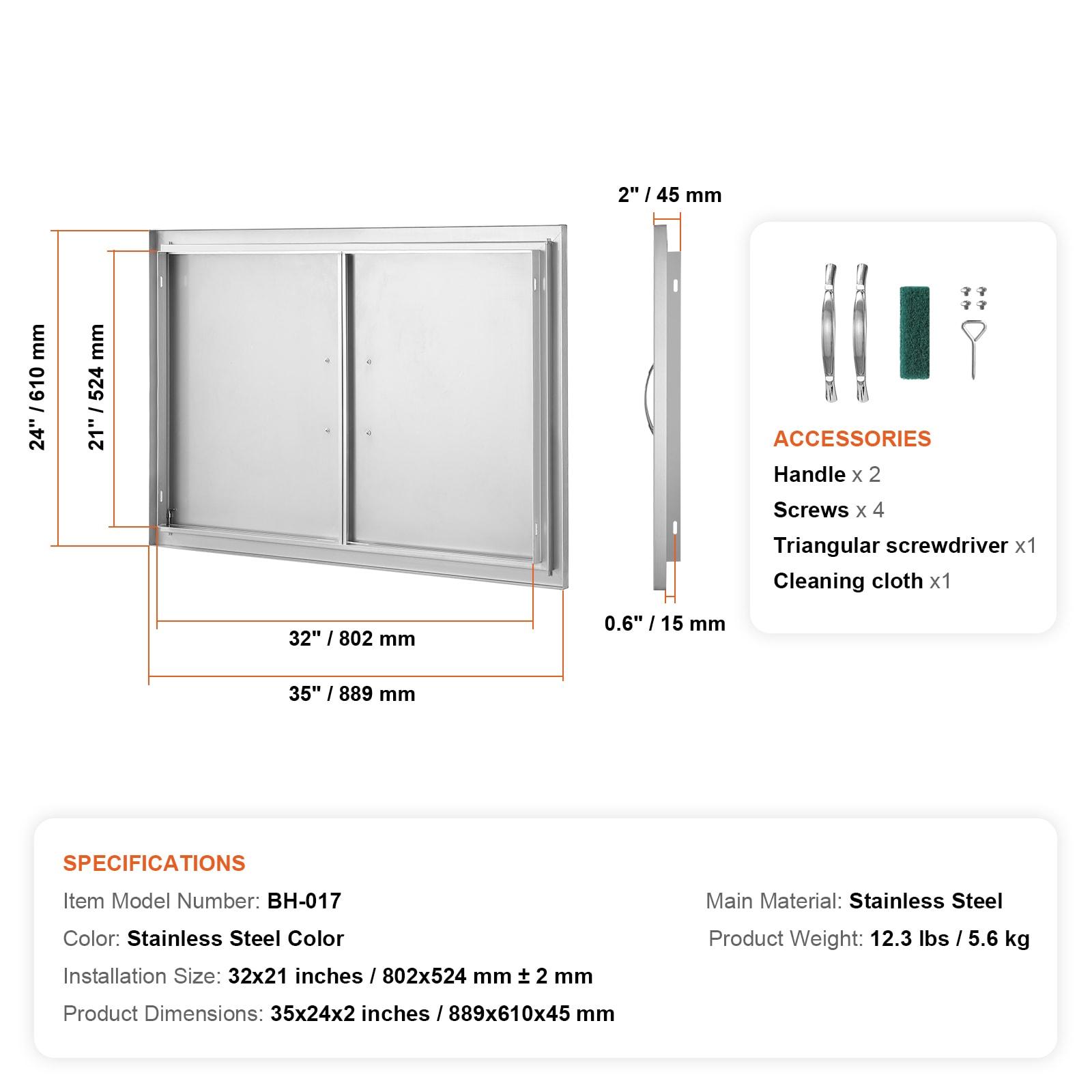 VEVOR 35x24 Inch BBQ Island Access Door Outdoor Kitchen Door Stainless Steel