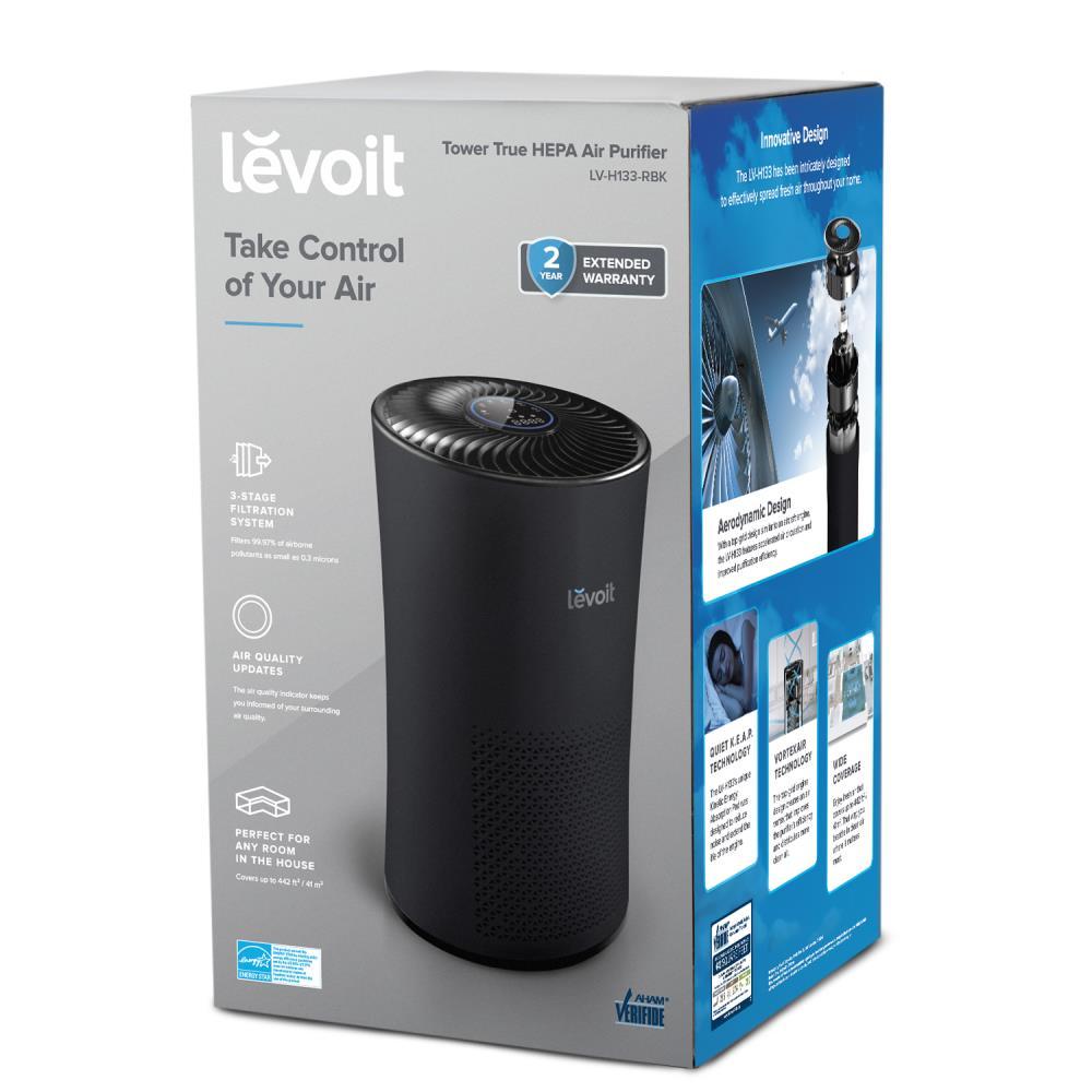 Levoit MetaAir Air Purifier Black: Energy Star, 4 Settings, 500-800 sq. ft., Captures Smoke & Allergens, Carbon Filter