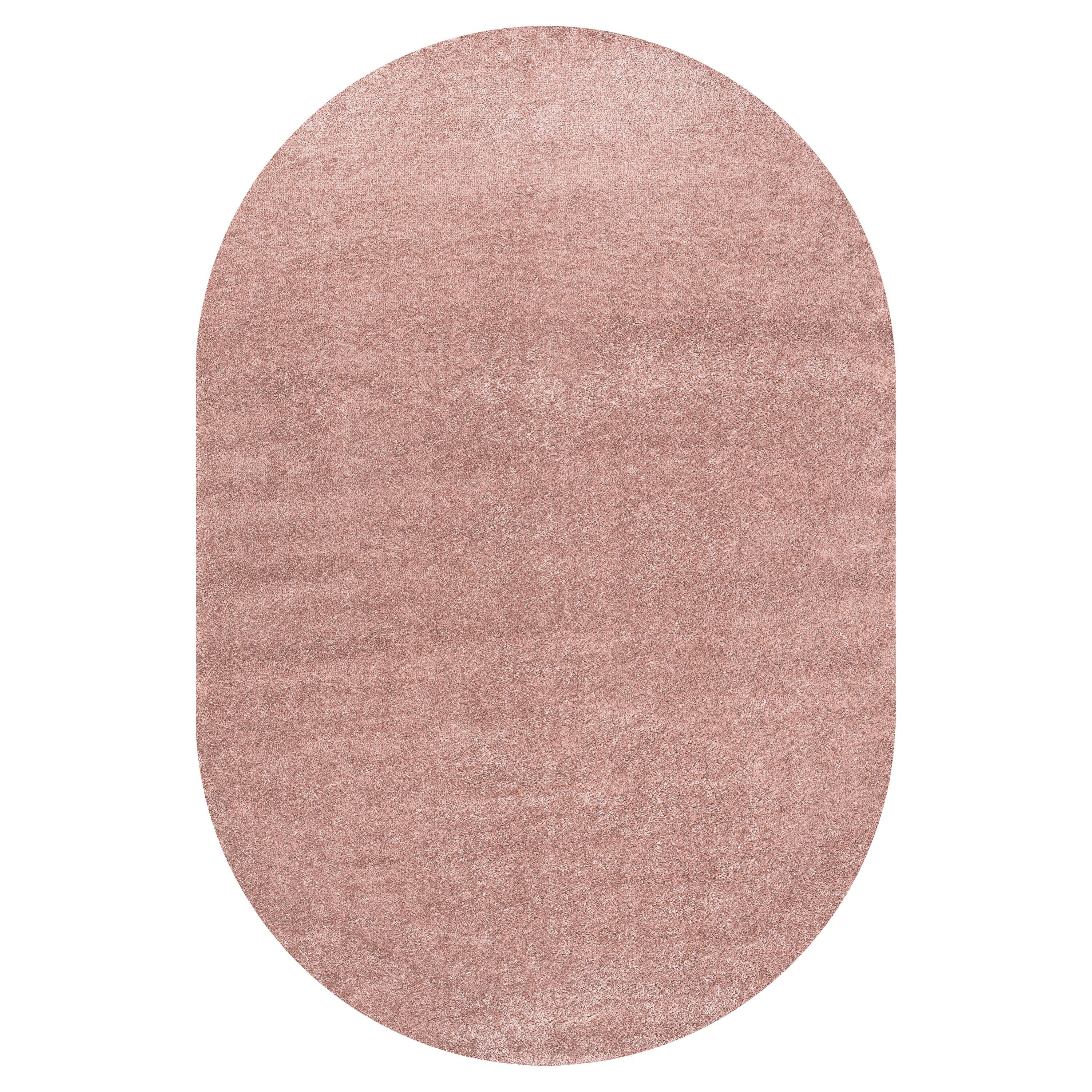 3'x5'Oval  Haze Solid Low-Pile, Pink - JONATHAN Y