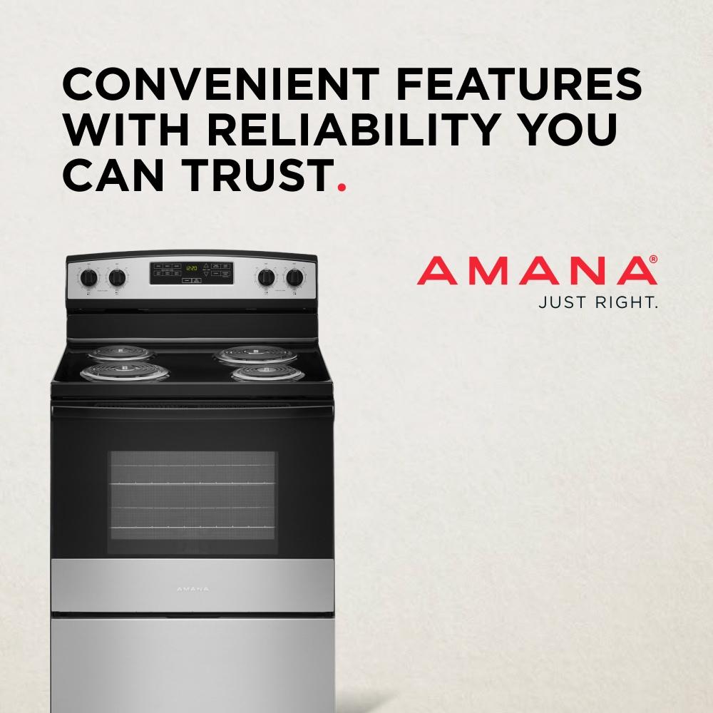 Amana 30-inch 4.8 cu ft Electric Range in Stainless Steel
