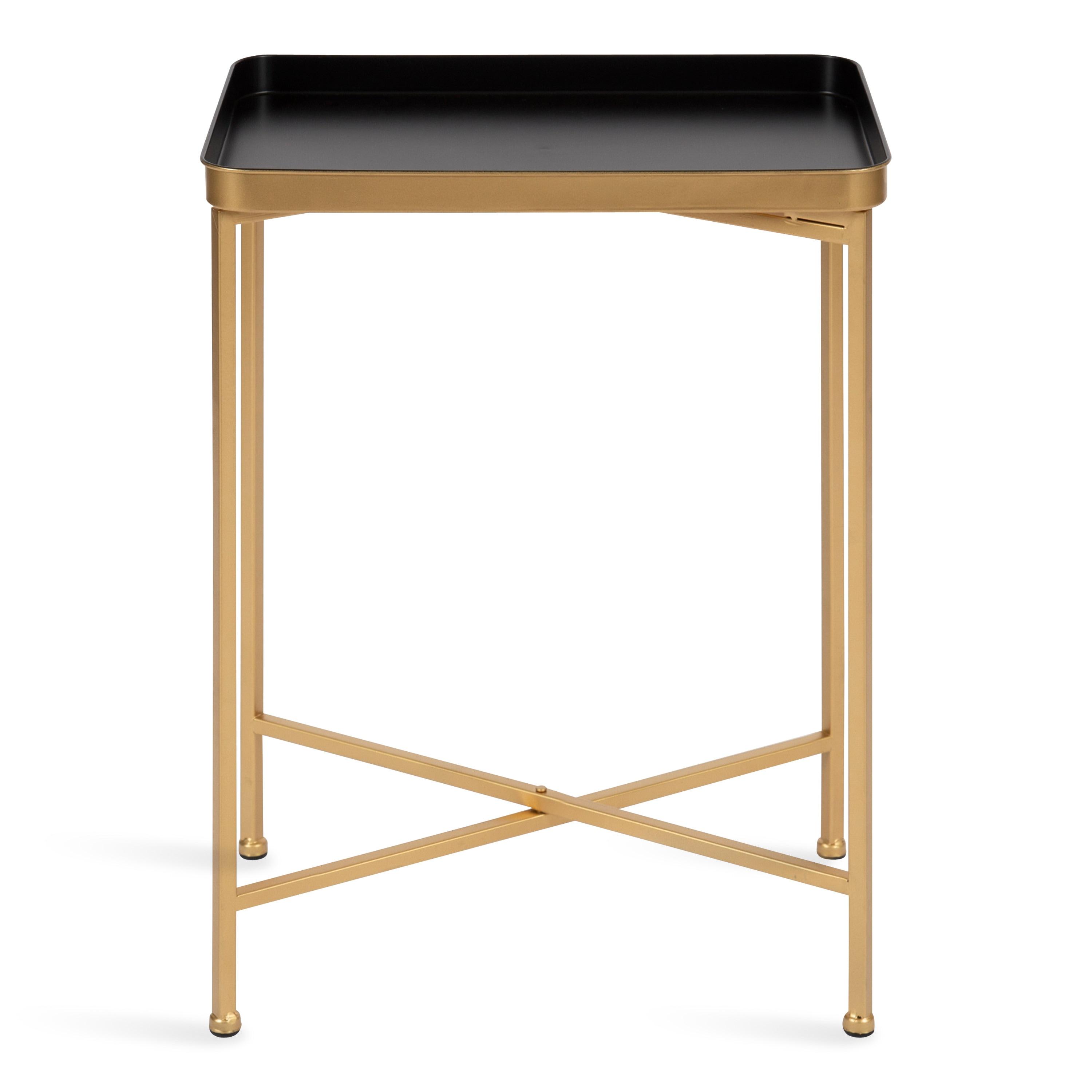 Kate and Laurel Celia Rectangle Metal Side Table, 18x12x26, Black and Gold