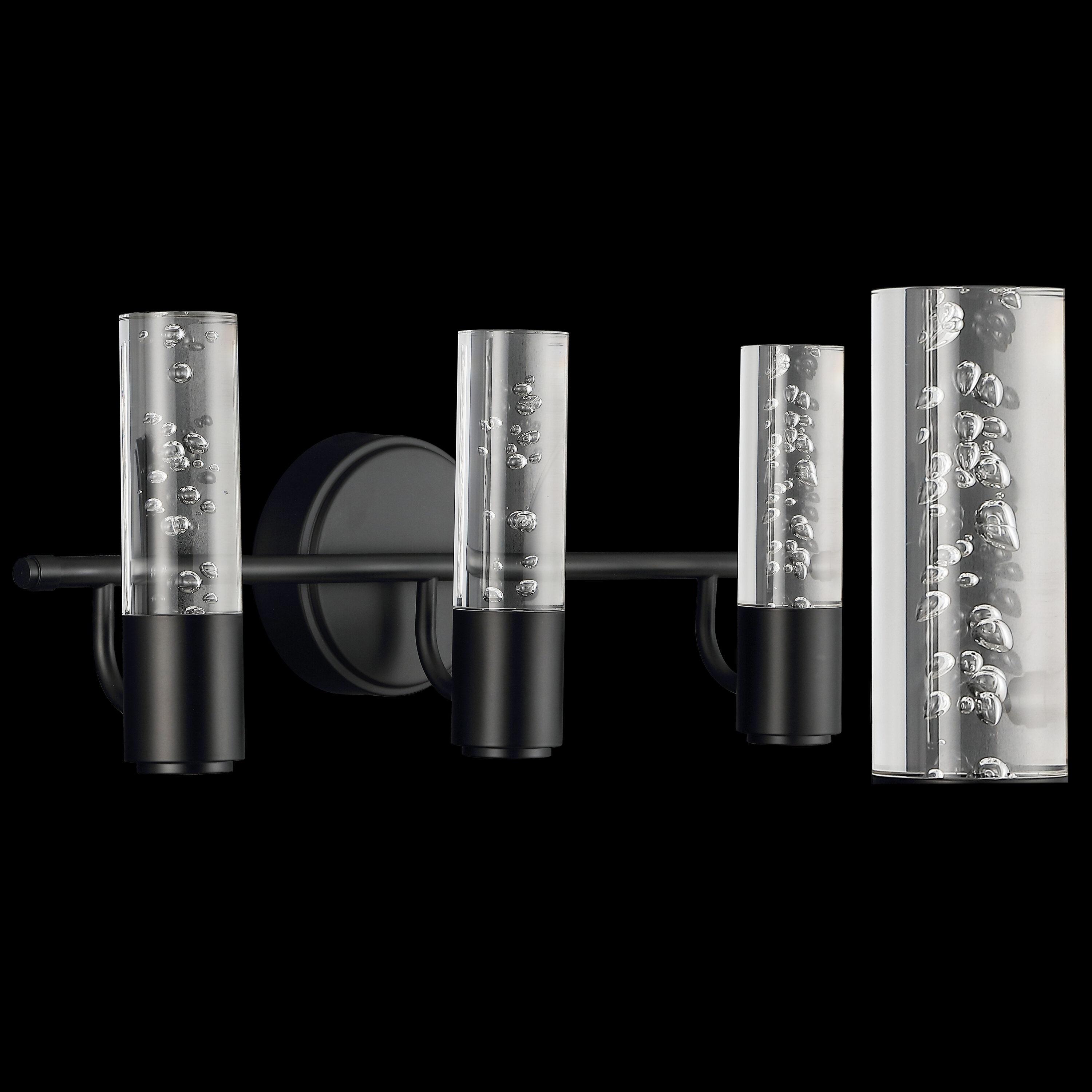Bolha 18" 3-Light Minimalist Modern Bubble Acrylic/Iron Integrated LED Vanity Light, Black