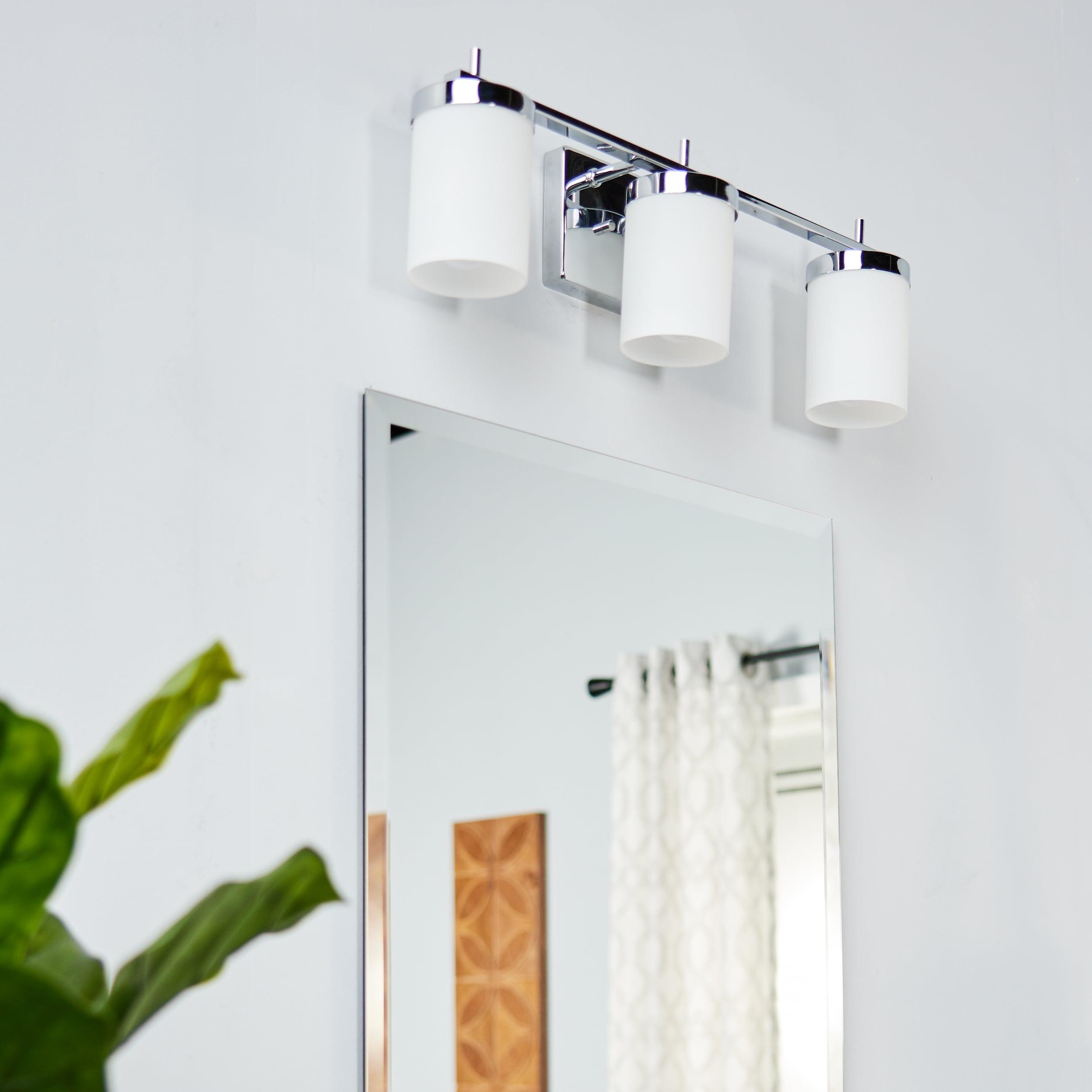 Zire Chrome 3-Light LED Vanity Fixture with Etched Glass