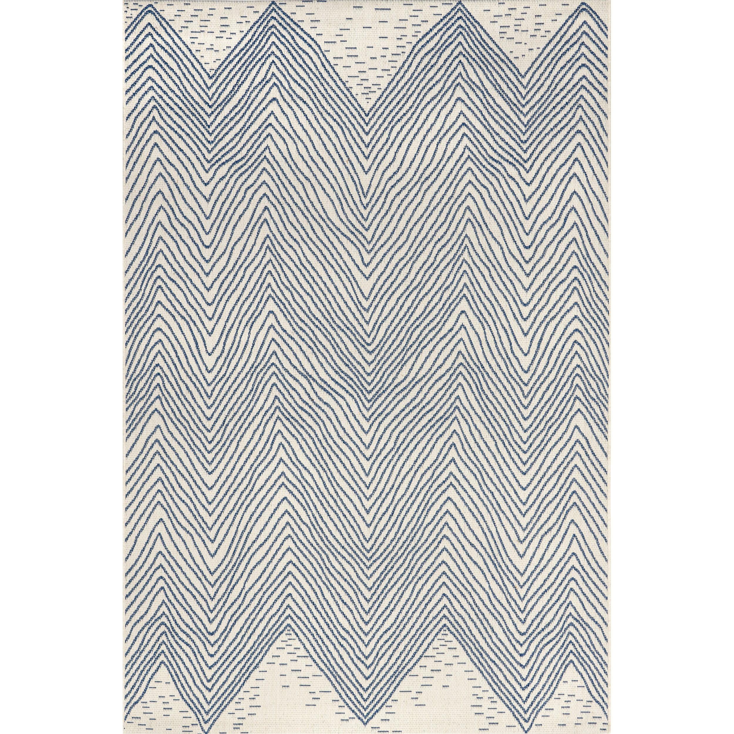 Nuloom Wavy Abstract 2x3 Indoor/Outdoor Accent Rug for Living Room Patio Deck Front Porch Entryway Kitchen, Blue/Ivory