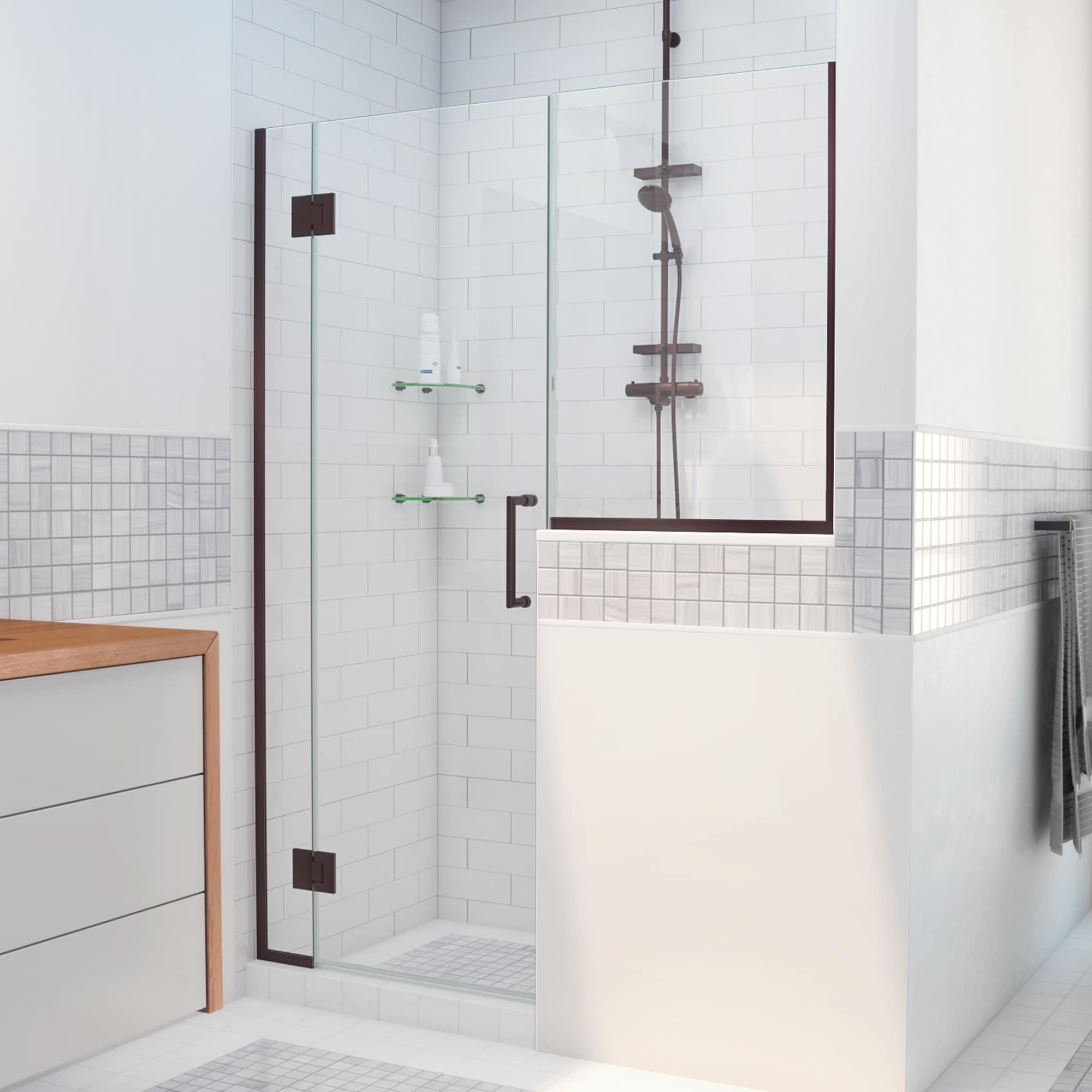 Unidoor-X 66" W x 72" H Frameless Shower Door with Fixed Panel