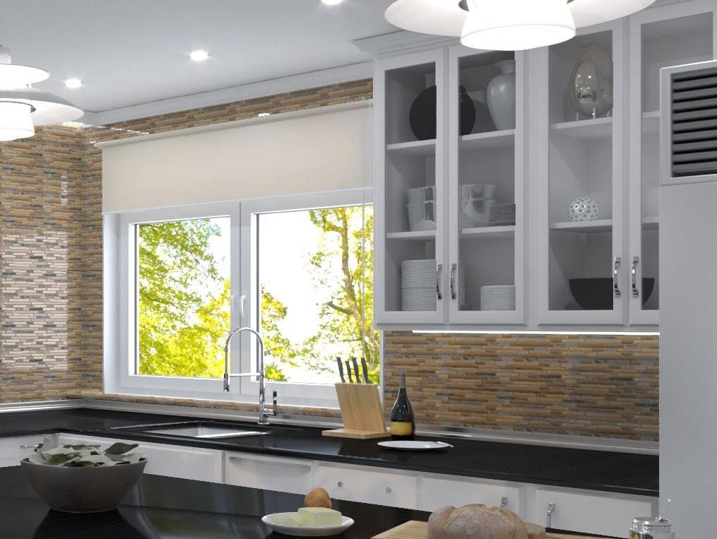 Andova Wright-Scape Straight Edge Glass & Slate Brick Joint Mosaic Kitchen Backsplash, Bathroom, Shower, Pool, Wall and Floor Tile