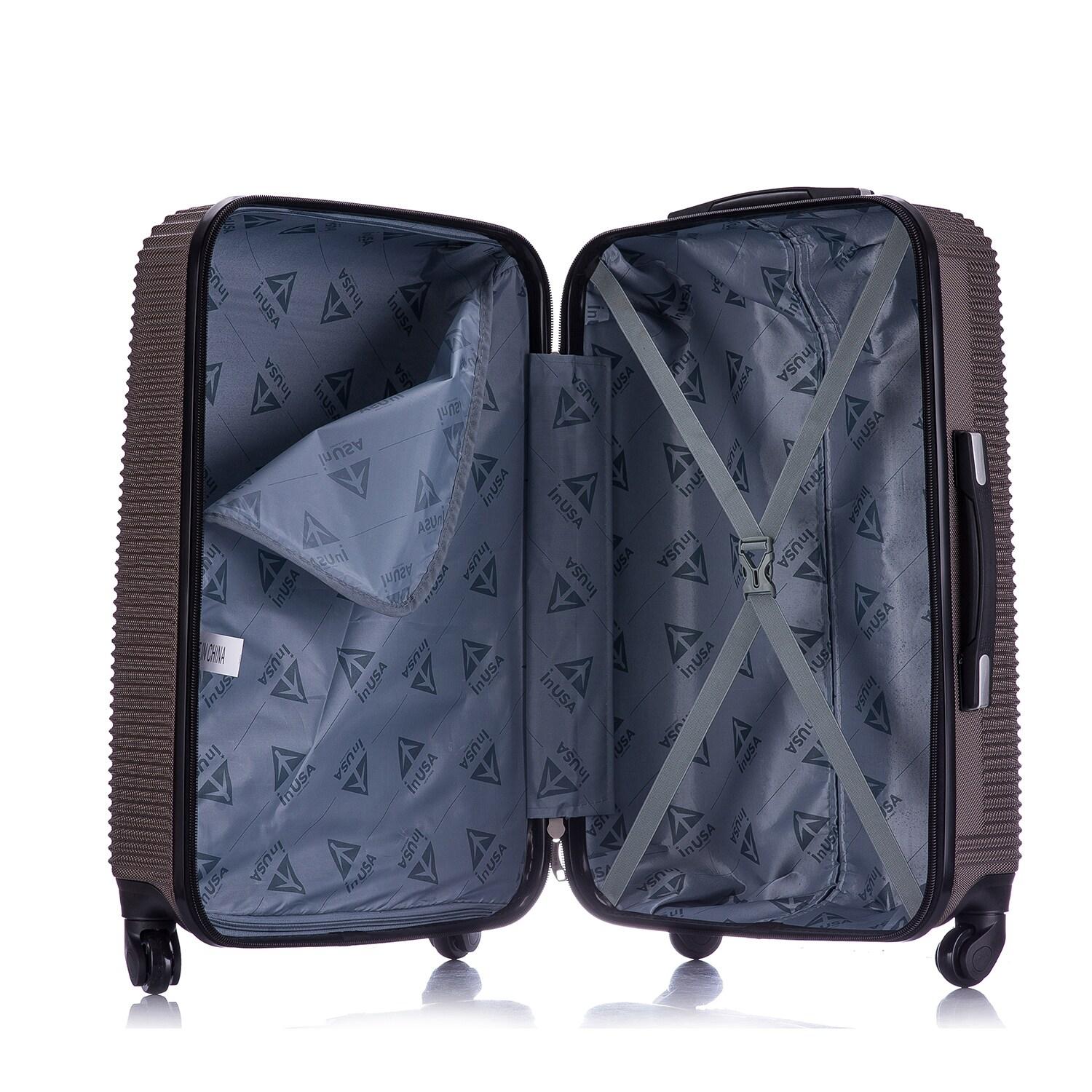 InUSA Royal 3pc Hardside Checked Spinner Luggage Set - Brown