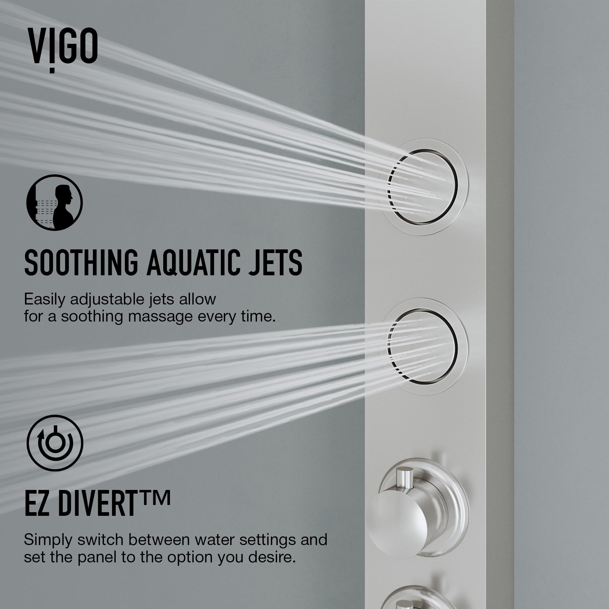 Sutton 58" H X 4" W EZDivert™ 4-Jet Shower System with Hand Shower Wand and Adjustable Shower Head