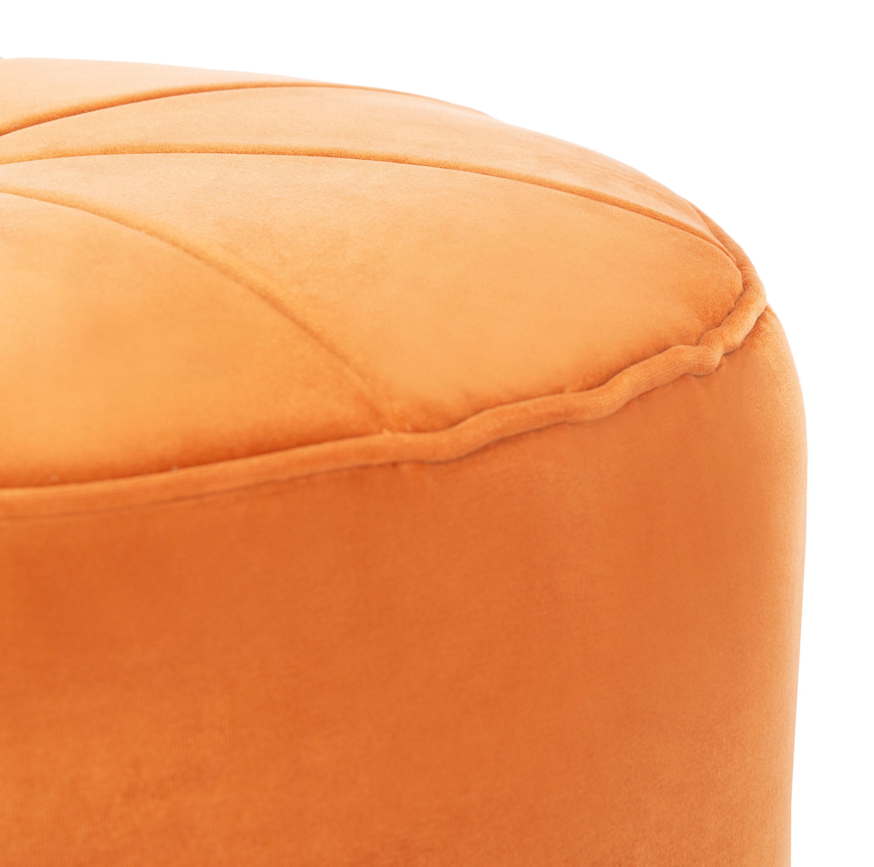 SAFAVIEH Hawkem Modern Velvet Ottoman, Orange