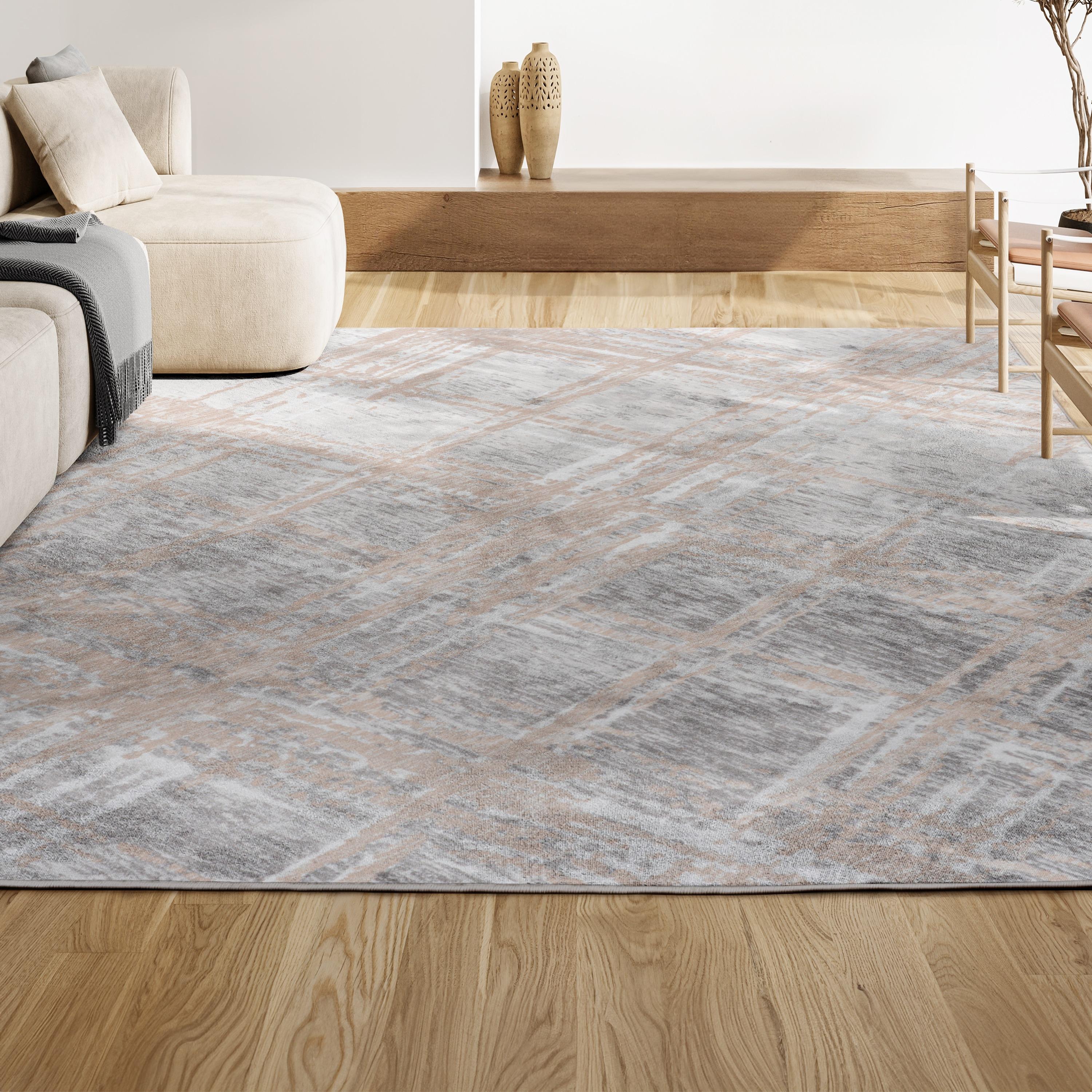 JONATHAN Y Slant Modern Abstract Beige/Gray 4 ft. x 6 ft. Area Rug