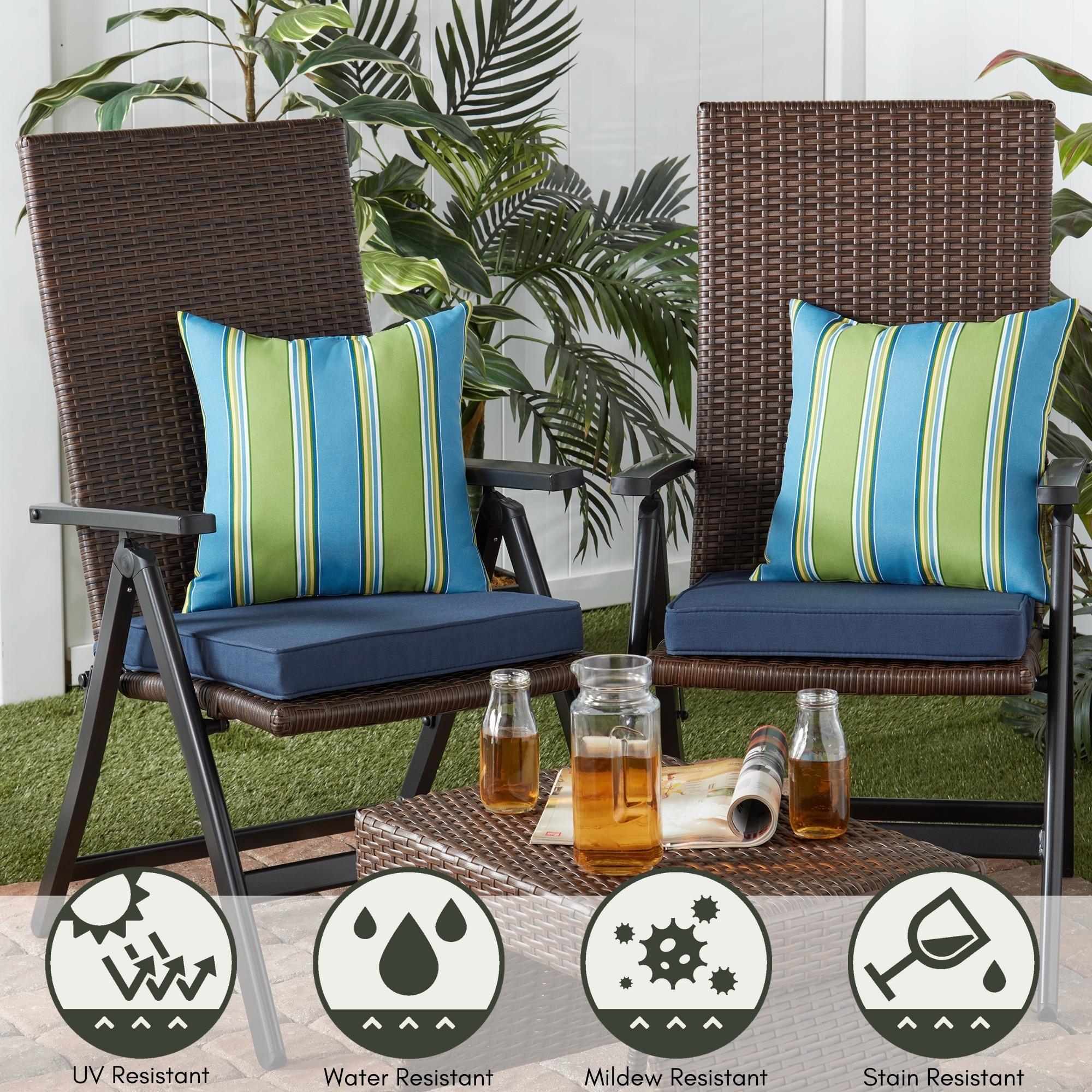 Greendale Home Fashions Cayman Stripe 17" Square Outdoor Throw Pillow (Set of 2)