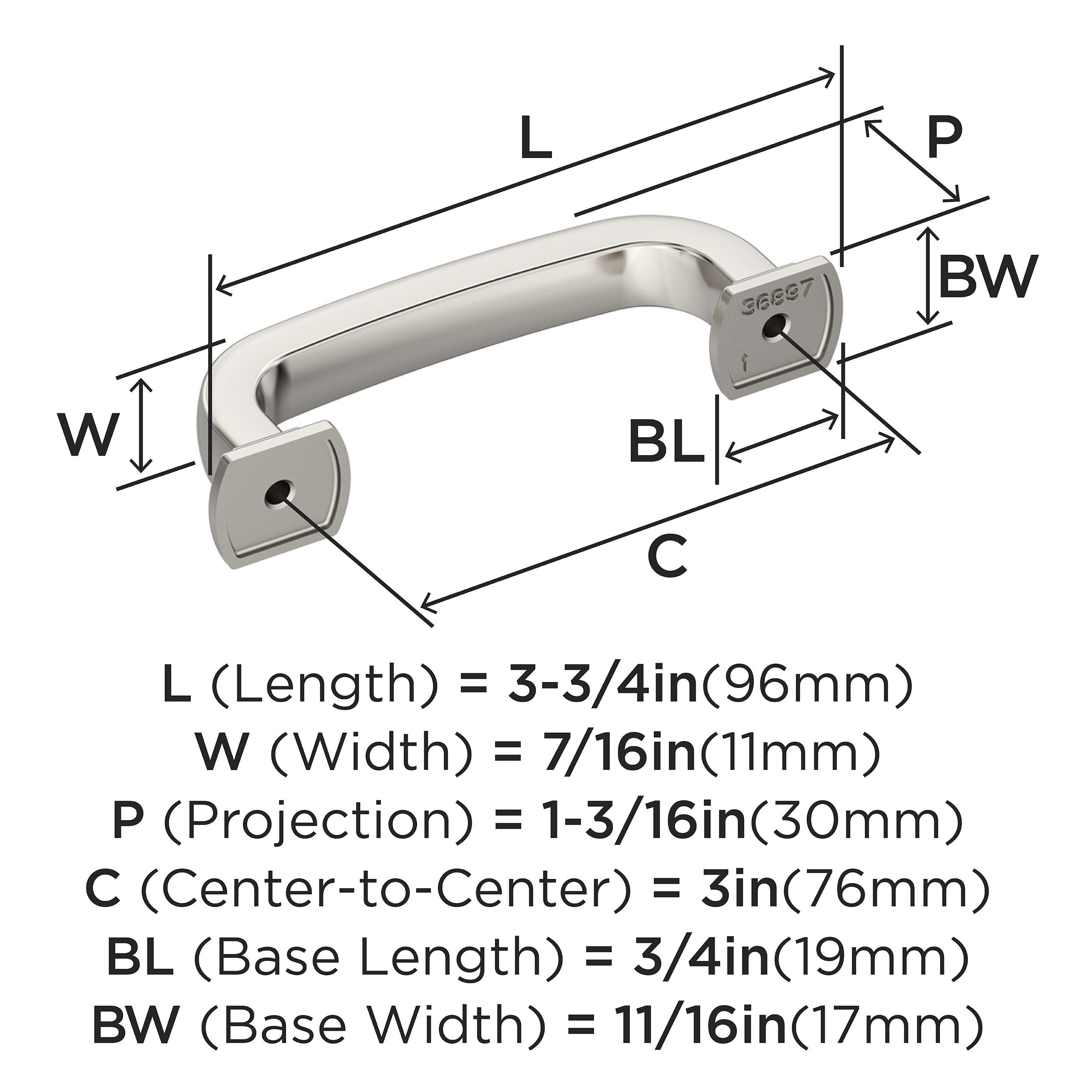 Amerock Surpass 3 inch (76mm) Center-to-Center Polished Nickel Cabinet Pull