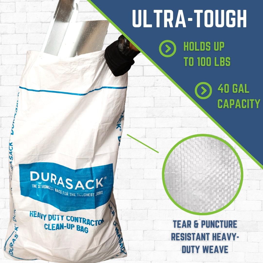DURASACK® Woven Contractor Clean-Up Bags, Heavy Duty, 30" x 45", 40 Gallon, 20 Count