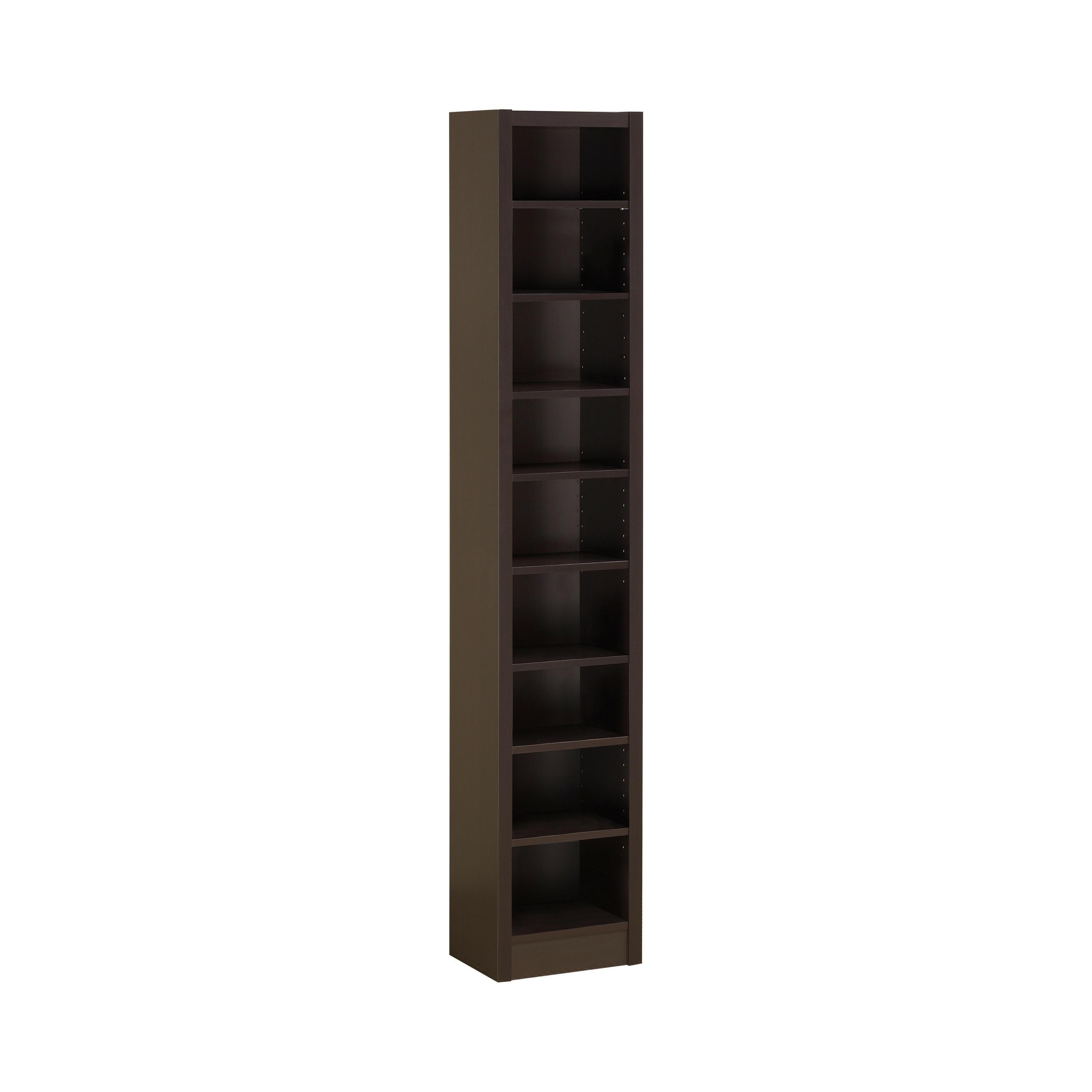 Benjara 13" Modern MDF and Wood Bookcase with 9 Shelves in Dark Brown