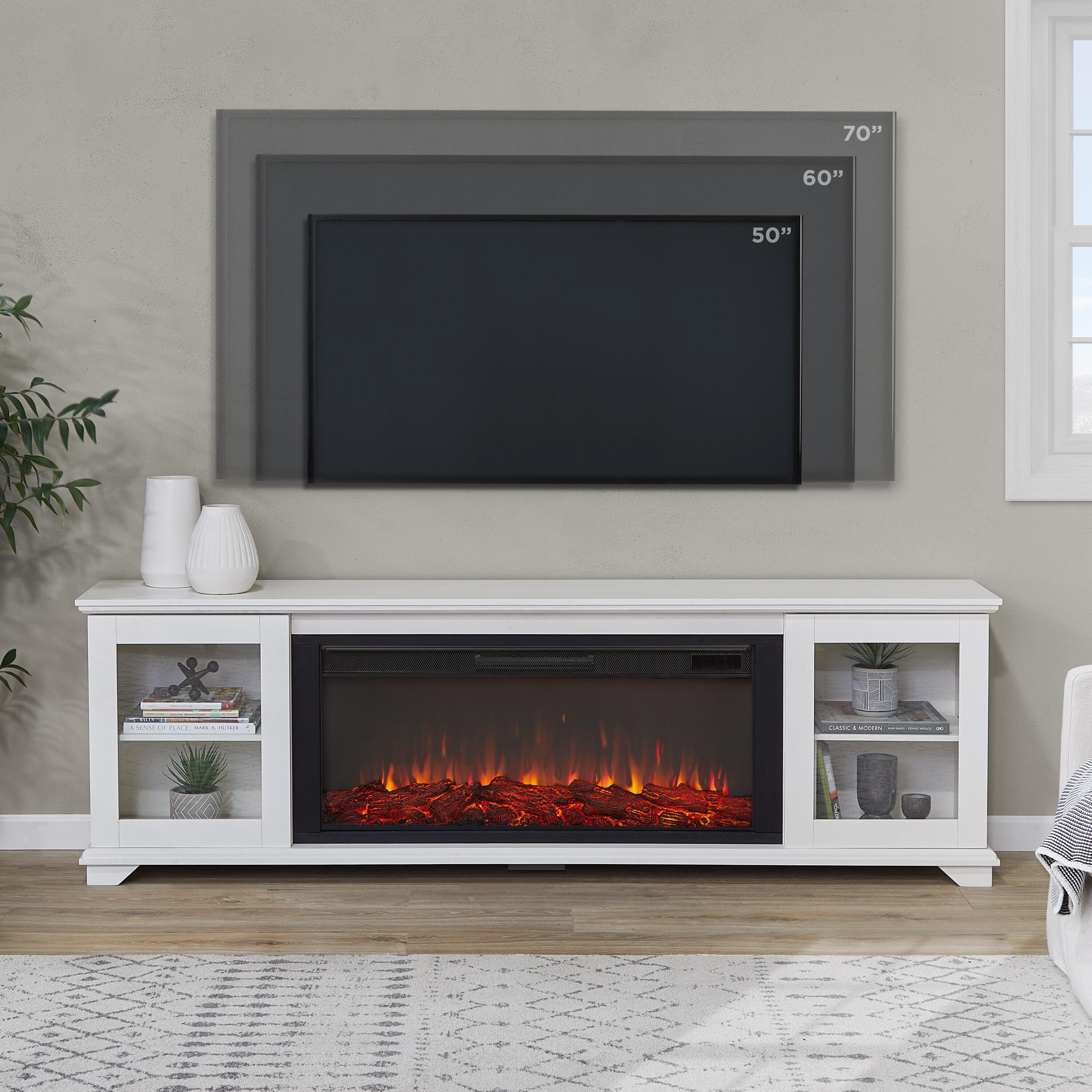 Benjamin 81" Landscape TV Stand with Electric Fireplace by Real Flame