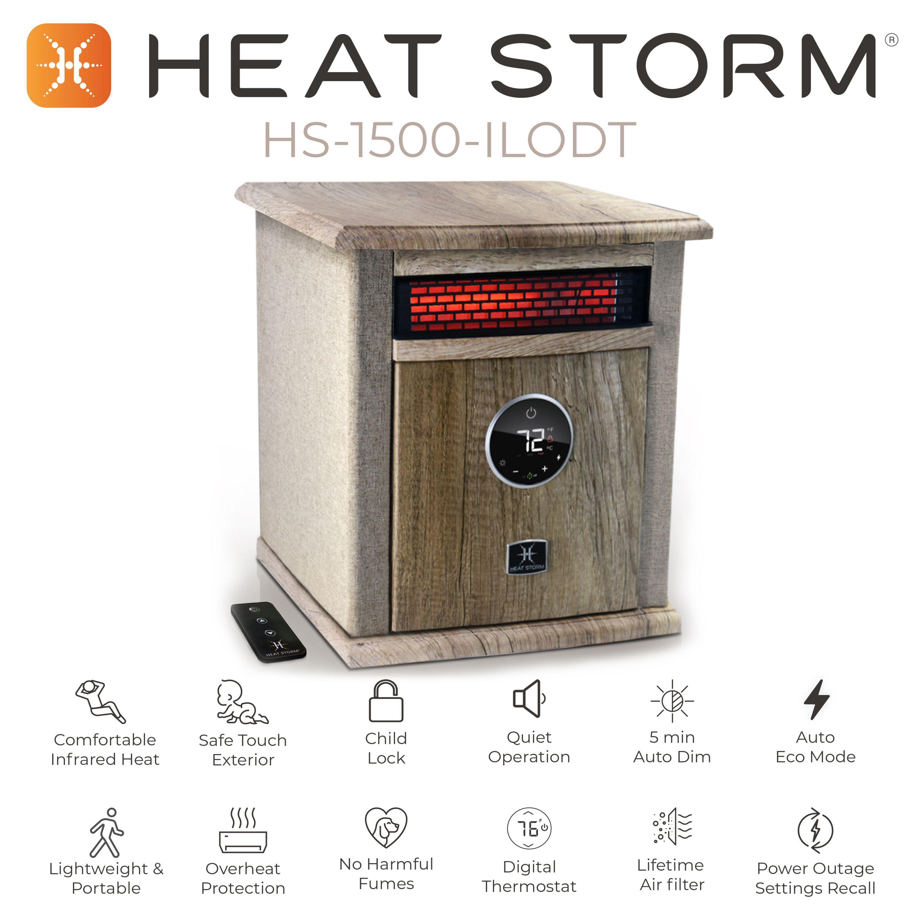 Heat Storm Heat Storm 1500 Watt 5200 BTU Electric High Efficiency Cabinet Space Heater with Adjustable Thermostat , Remote Included and with Digital Display