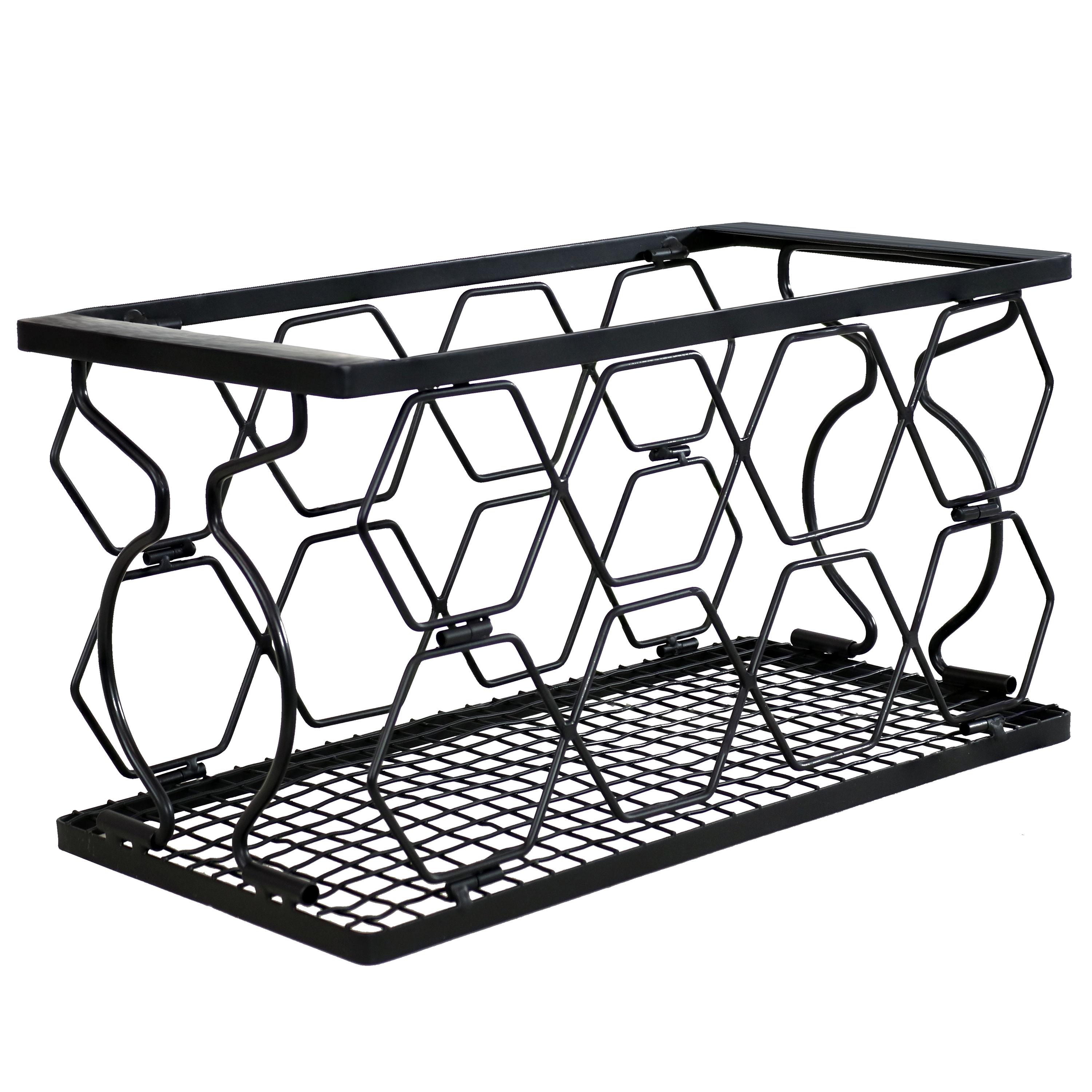 Sunnydaze Indoor Metal Collapsible Tabletop Wine Rack for the Kitchen or Bar - Black