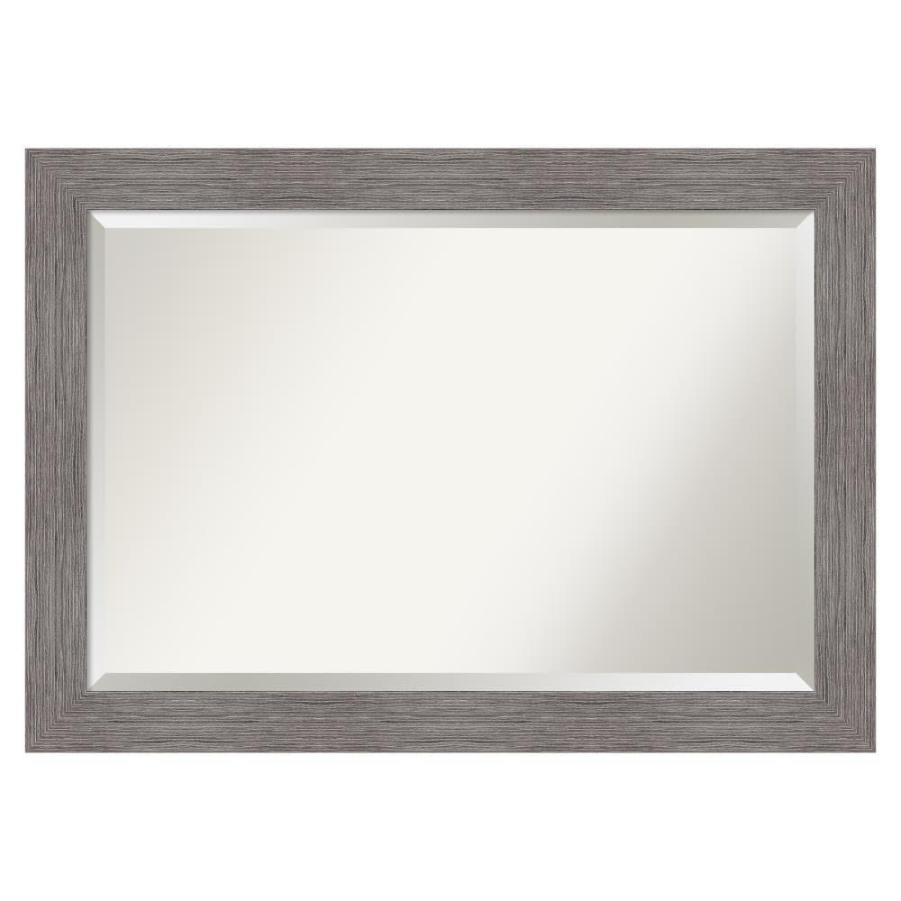 Pinstripe Plank Grey Rectangular Vanity Wall Mirror 42"x30"