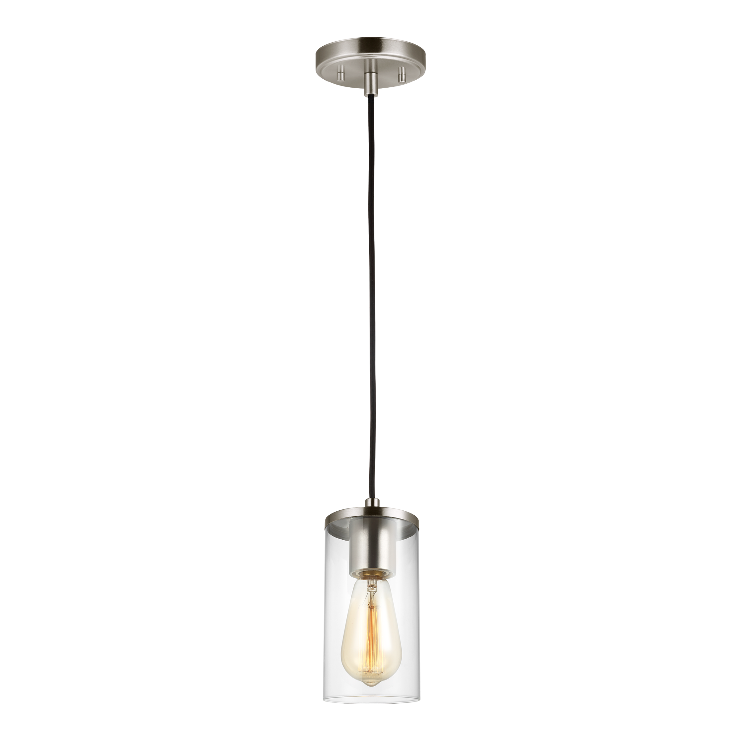 Zire Mini 4" Brushed Nickel Pendant with Clear Glass Shade