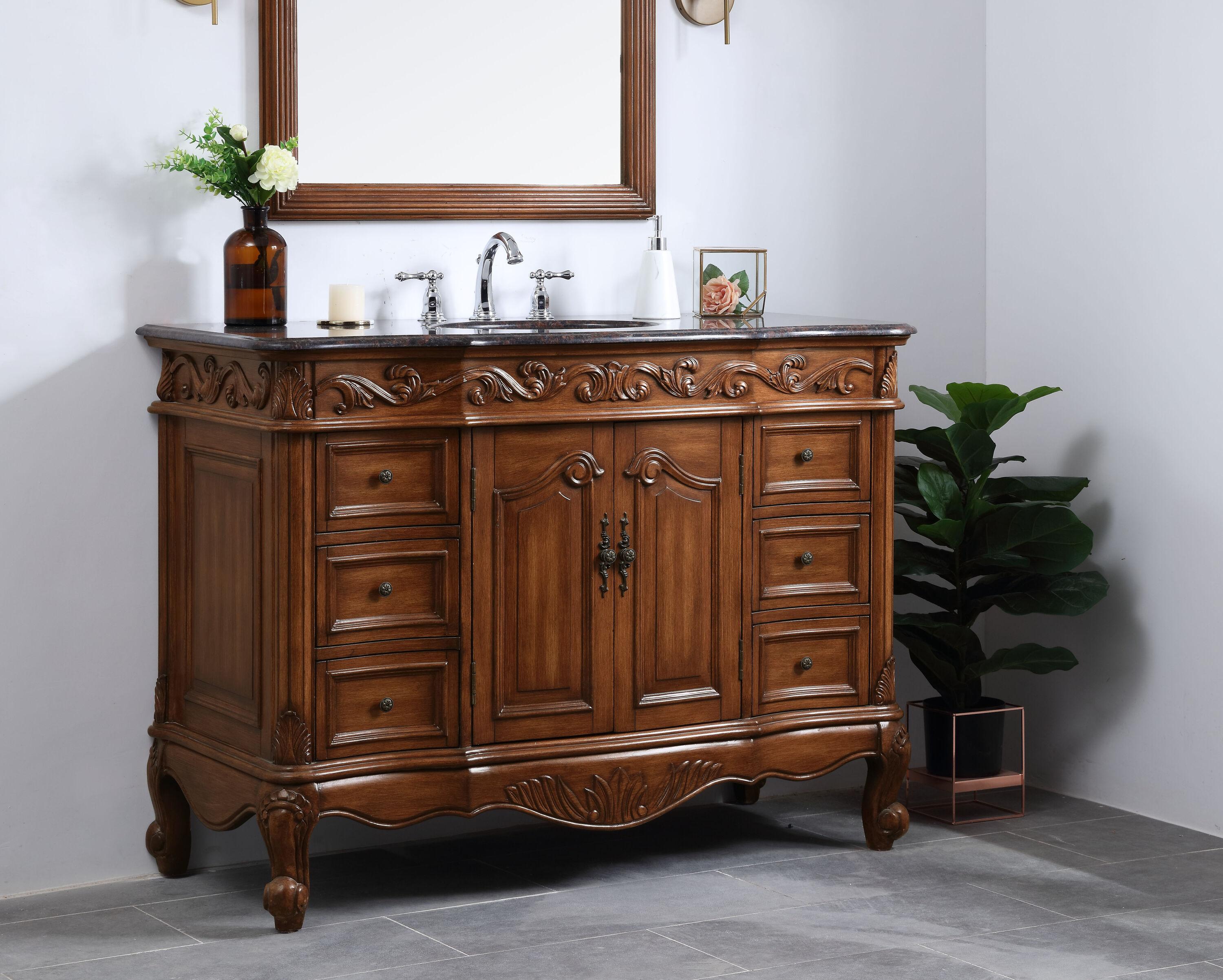 Elegant Decor Oakland 48" Single Marble Top Bathroom Vanity in Teak