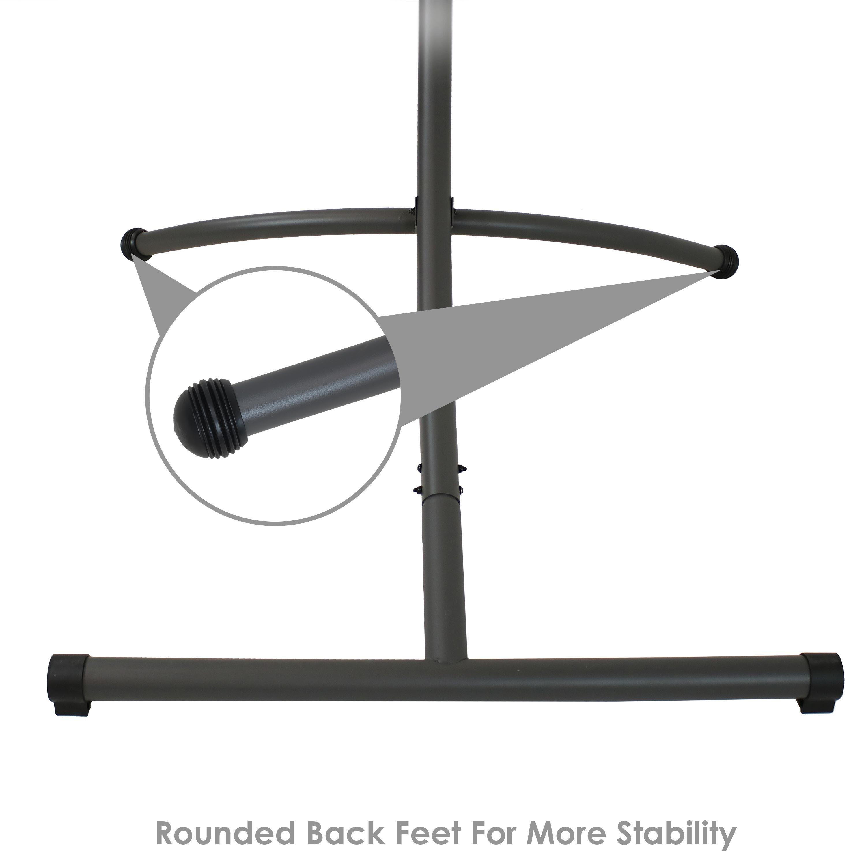 Sunnydaze Outdoor Hanging Chaise Floating Lounge Chair with Canopy Umbrella and Arc Stand, Burnt Orange