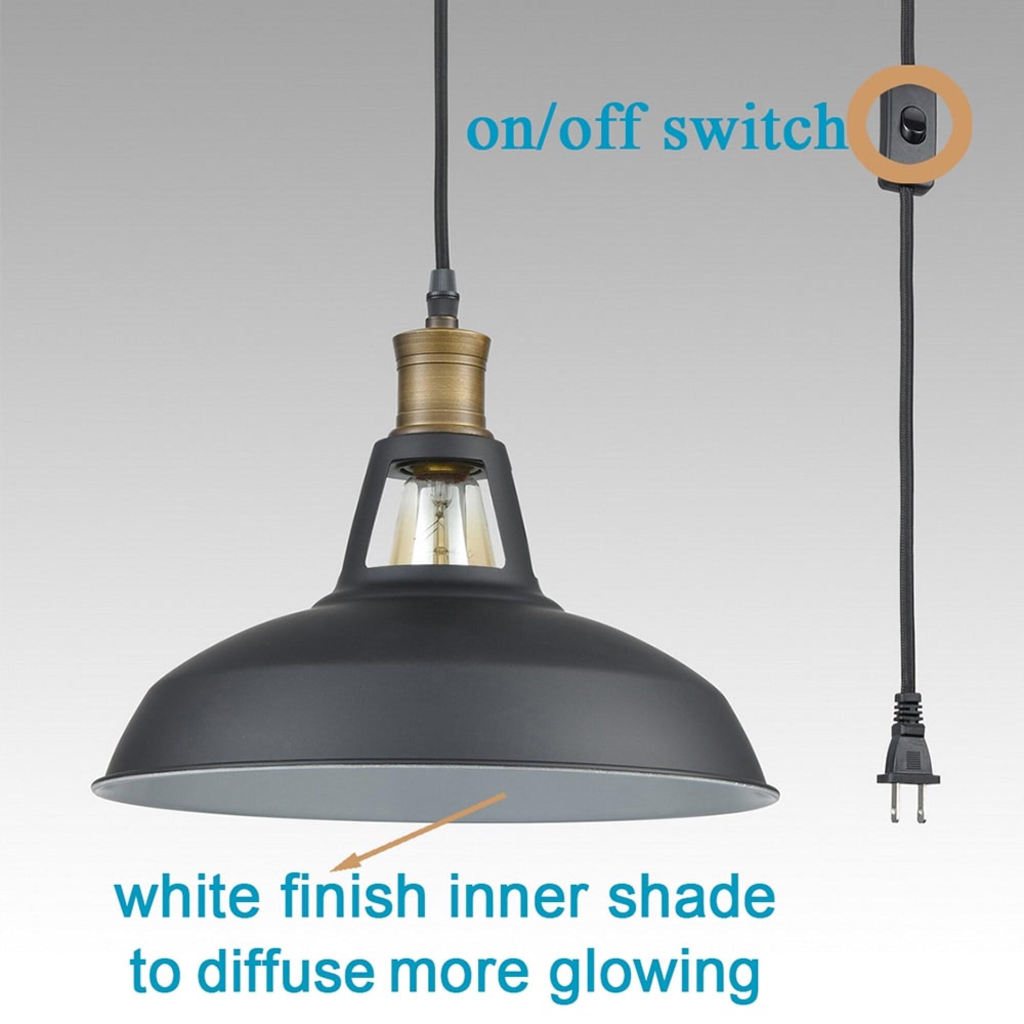 Industrial Plug-in Barn Pendant Light Black Farmhouse with On/Off Switch Pendant