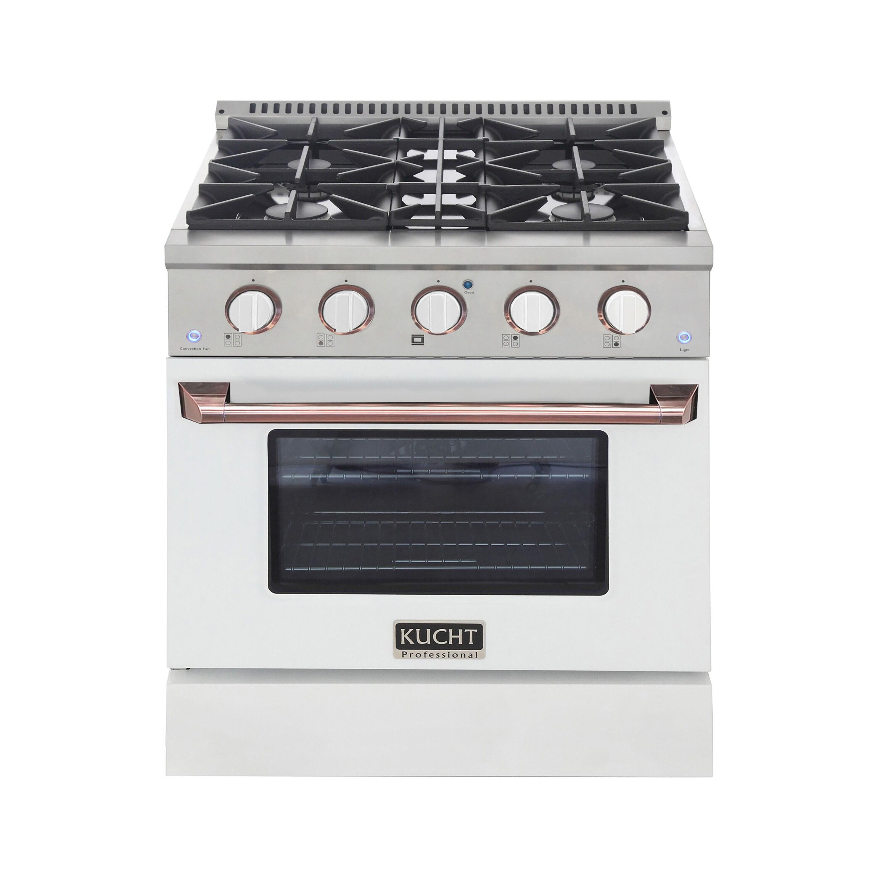 Kucht Professional 30" Modern Stainless Steel Natural Gas Range in White/Silver